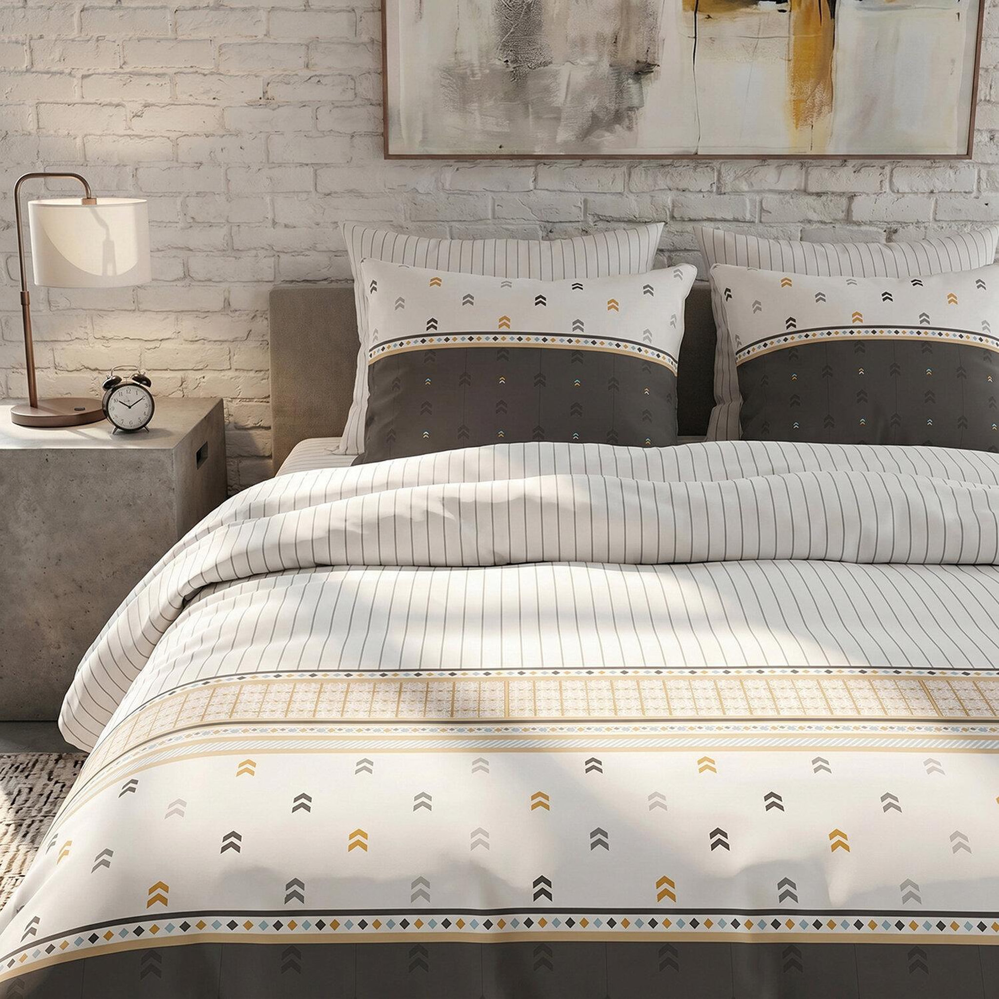 Voir la diapositive 3 : ATELIER DU COTON Parure housse de couette en coton 57 fils aven