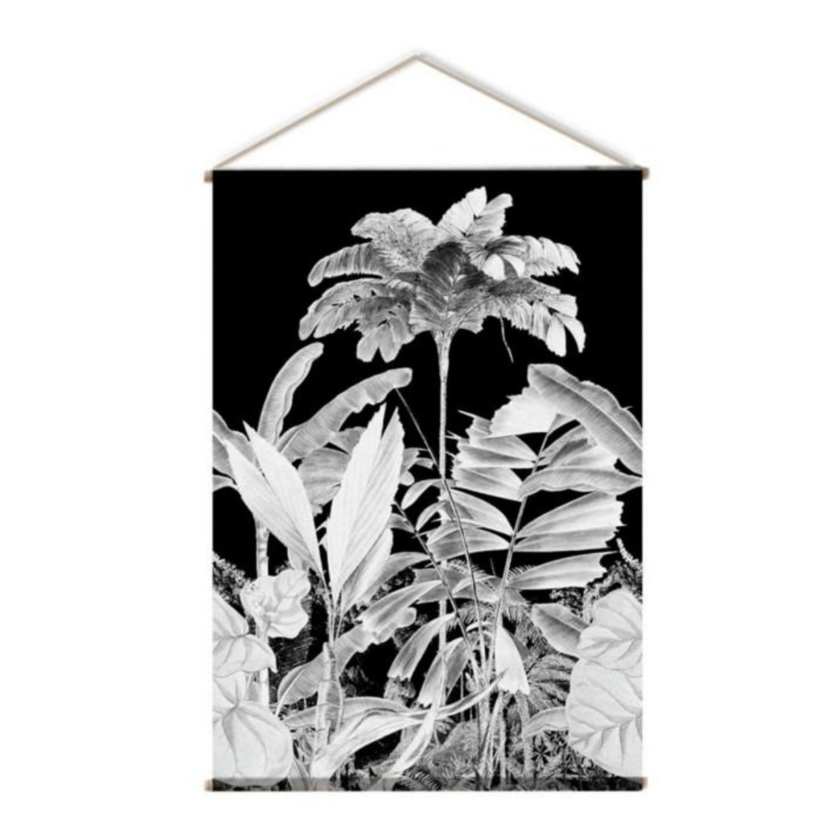 Paris Prix Toile Murale à Suspendre  Végétal  90x130cm Noir & Blanc