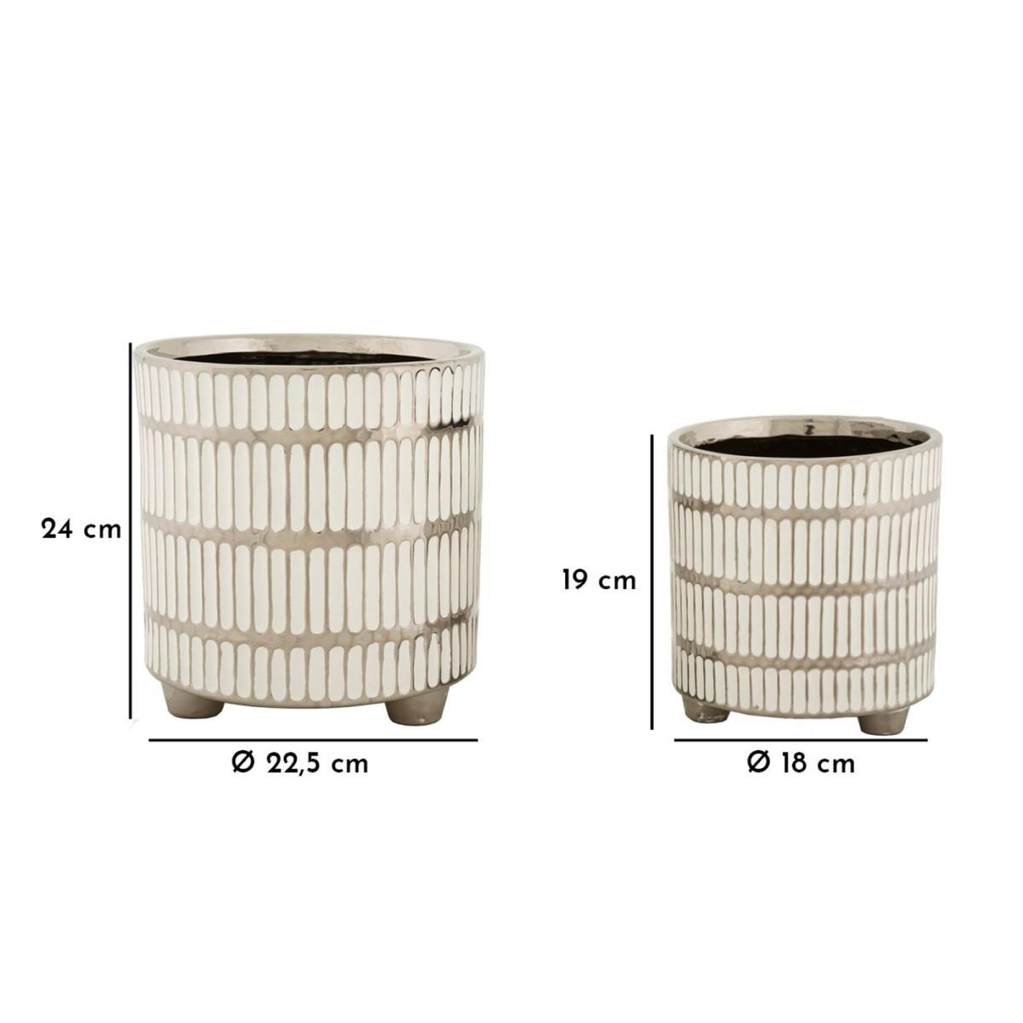 Voir la diapositive 6 : Paris Prix Lot de 2 vases en céramique  ray  24cm blanc & argent