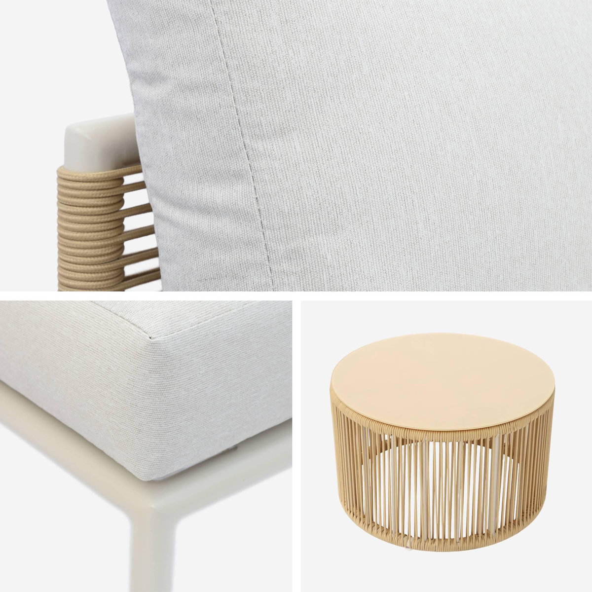 SWEEEK Salon de jardin modulable aluminium et cordes beige 5 places - Orial