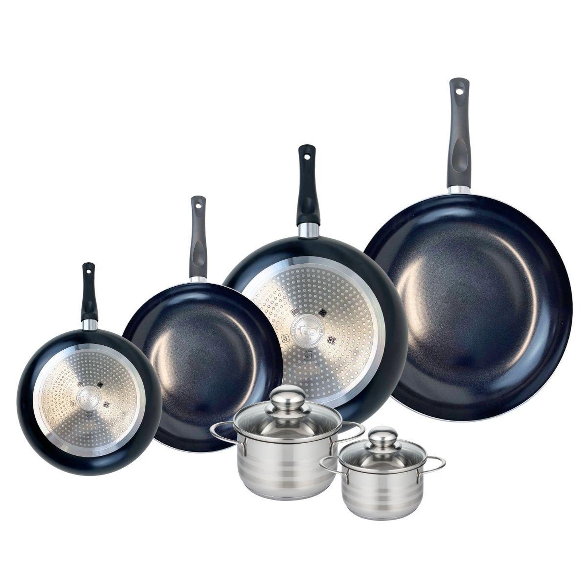 ELO Ensemble de 4 poêles de cuisson 20, 24, 28 et 32 cm et 2 faitouts 12 et 14 cm elo prima brillant