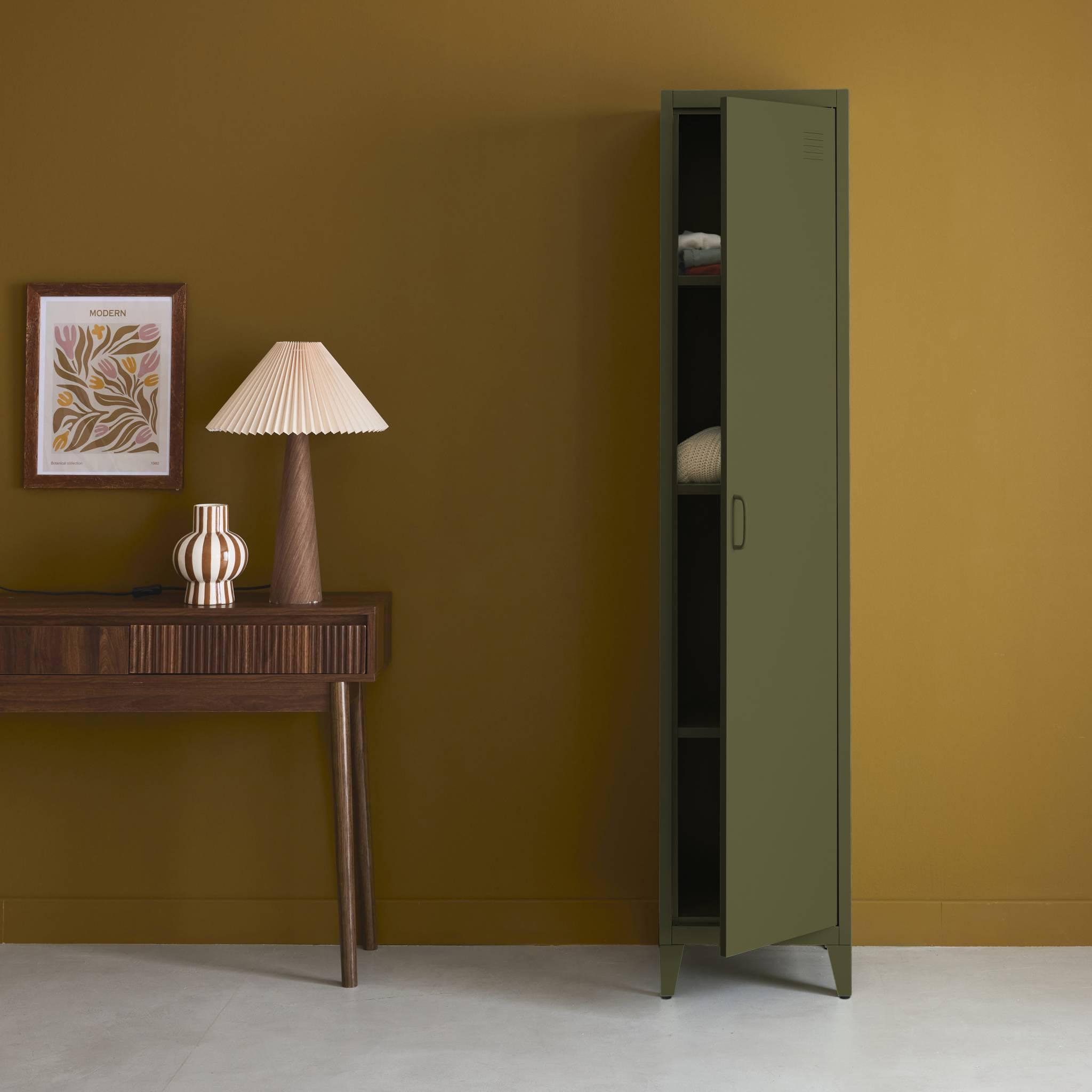 Voir la diapositive 2 : SWEEEK Armoire chambre industrielle métal, 4 espaces de rangement