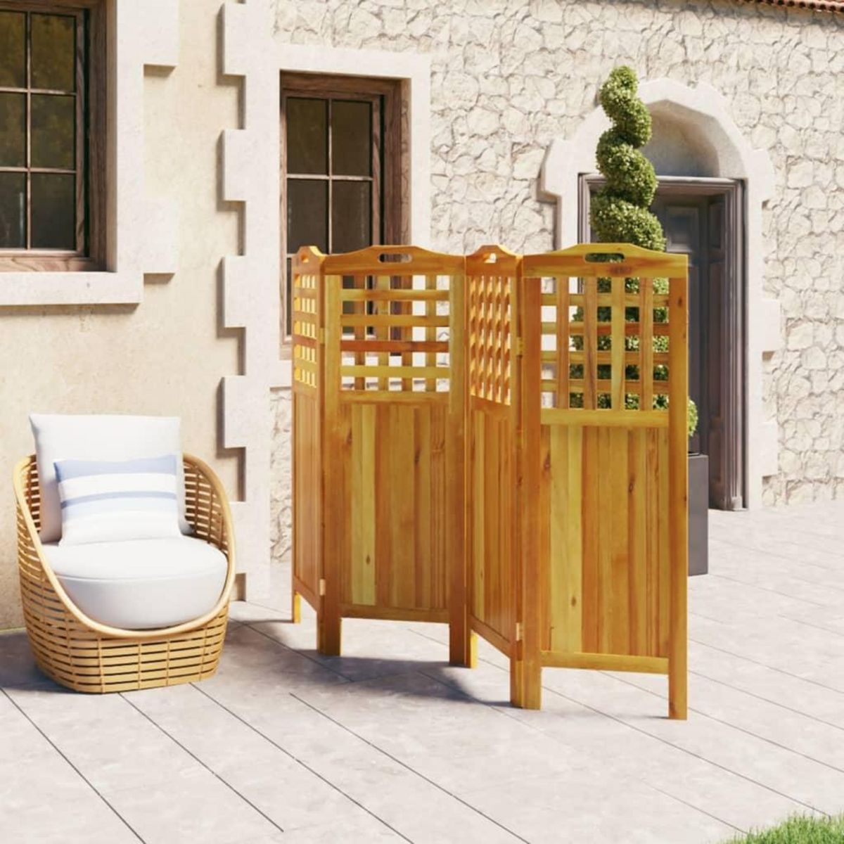 VIDAXL Cloison de separation 4 panneaux 162x2x115 cm Bois d'acacia