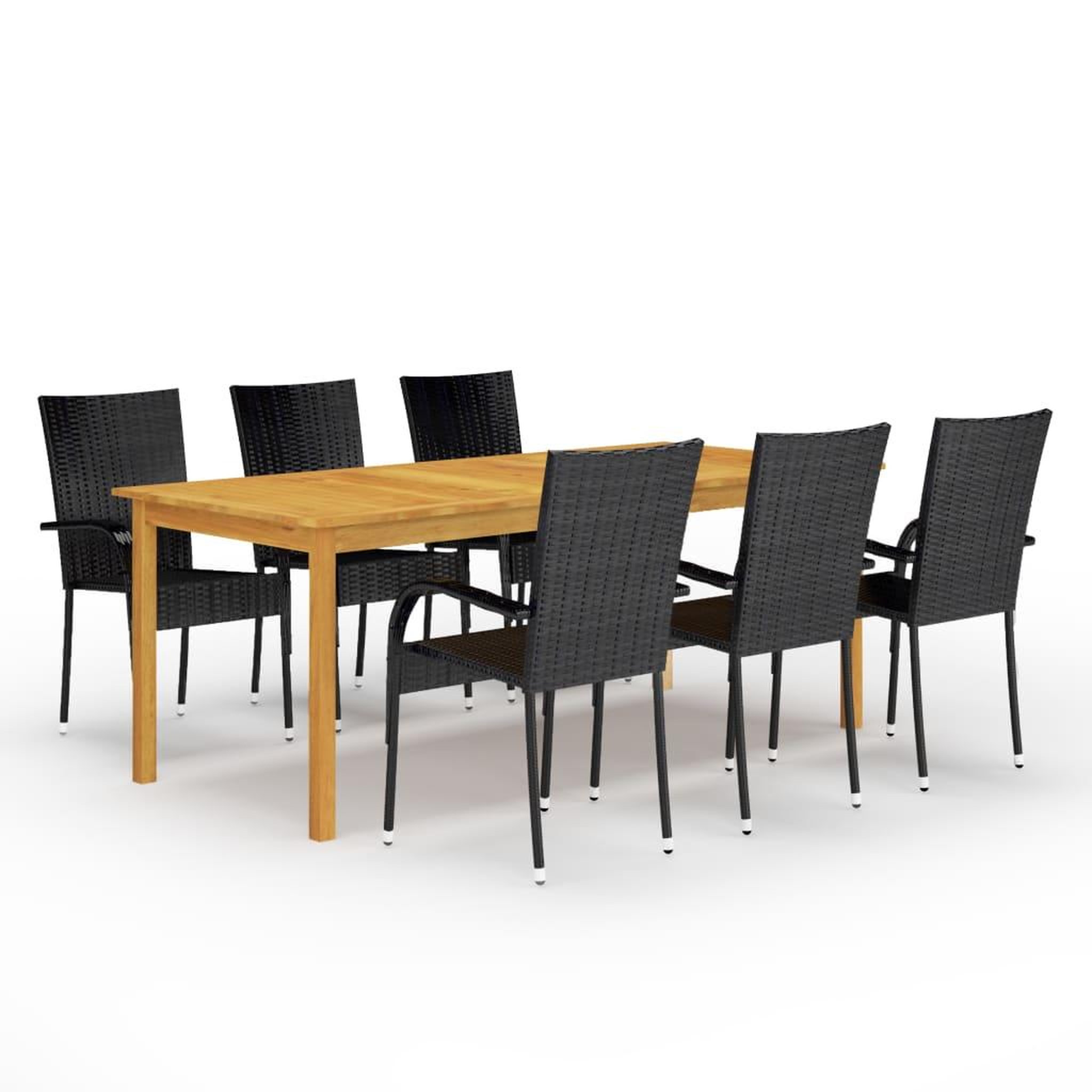 Voir la diapositive 1 : VIDAXL Ensemble a manger de jardin 7 pcs Noir