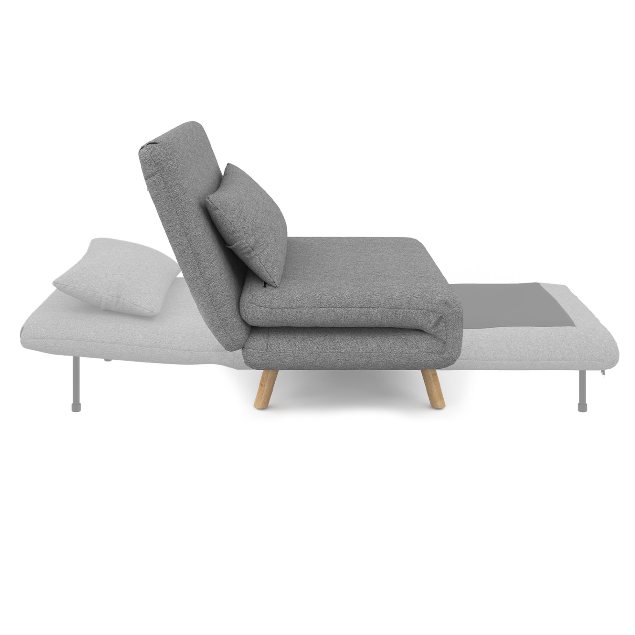 Voir la diapositive 6 : ID MARKET Fauteuil convertible romeo lit d'appoint 1 place 80x190 cm tissu gris clair