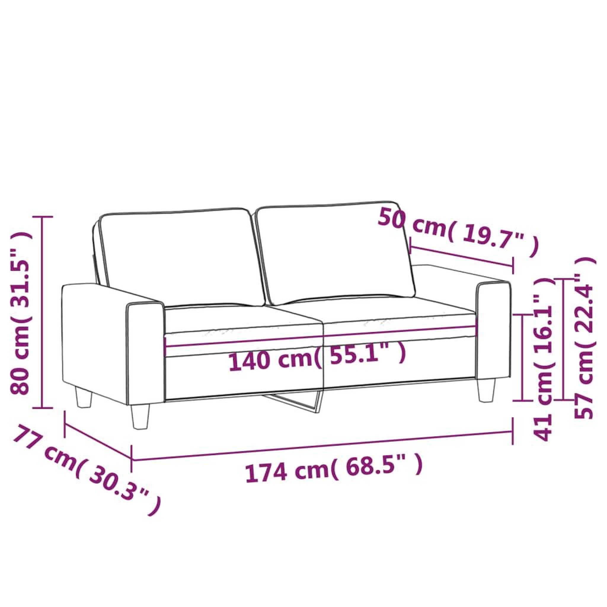 Voir la diapositive 6 : VIDAXL Canape a 2 places Marron 140 cm Tissu