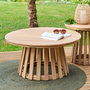 Voir la diapositive 2 : HESPERIDE Table de jardin d'appoint ronde grand modèle en bois OSUNA - Marron