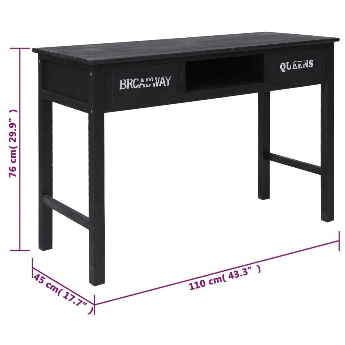 VIDAXL Table console Noir 110x45x76 cm Bois