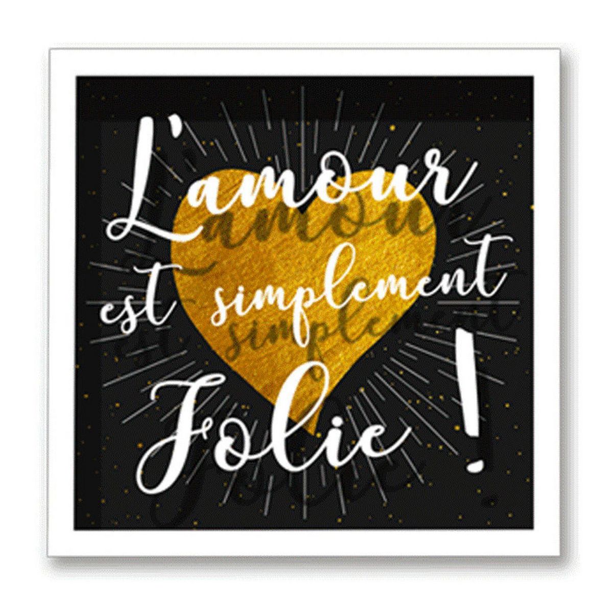 SUD TRADING Cadre imprimé cœur Double - 30 x 30 cm - L'amour jolie