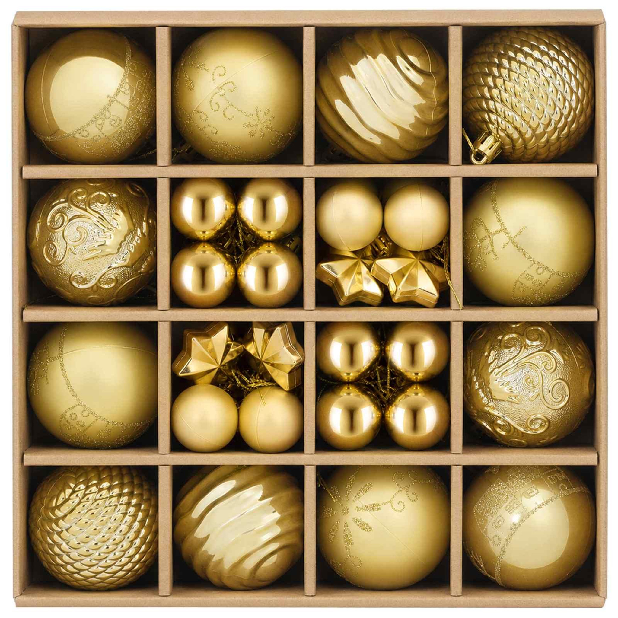Voir la diapositive 4 : VIDAXL Ensemble de boules de Noël 88 pc Dore Diam. 6 cm Plastique