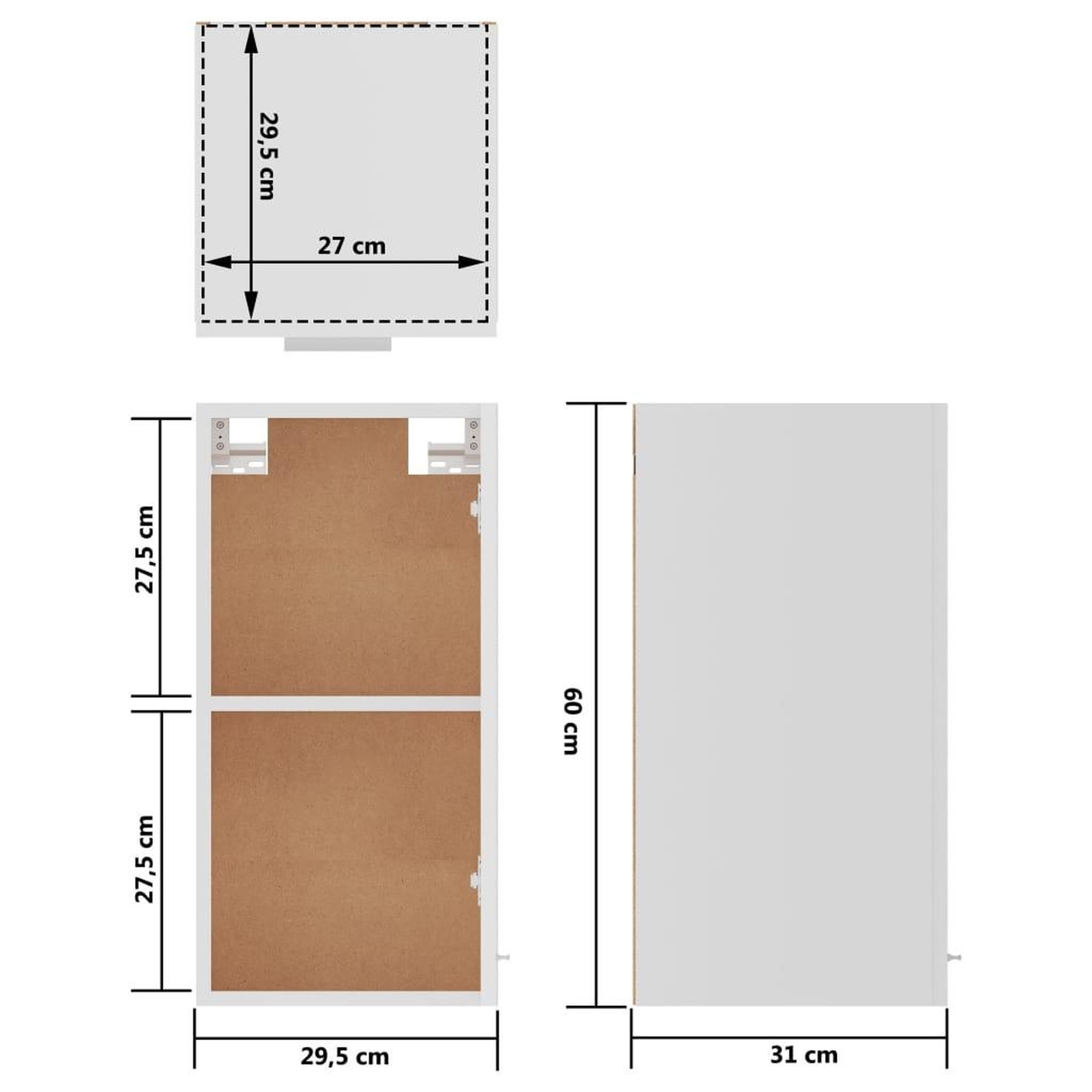 Voir la diapositive 6 : VIDAXL Armoire suspendue Blanc 29,5x31x60 cm Bois d'ingenierie