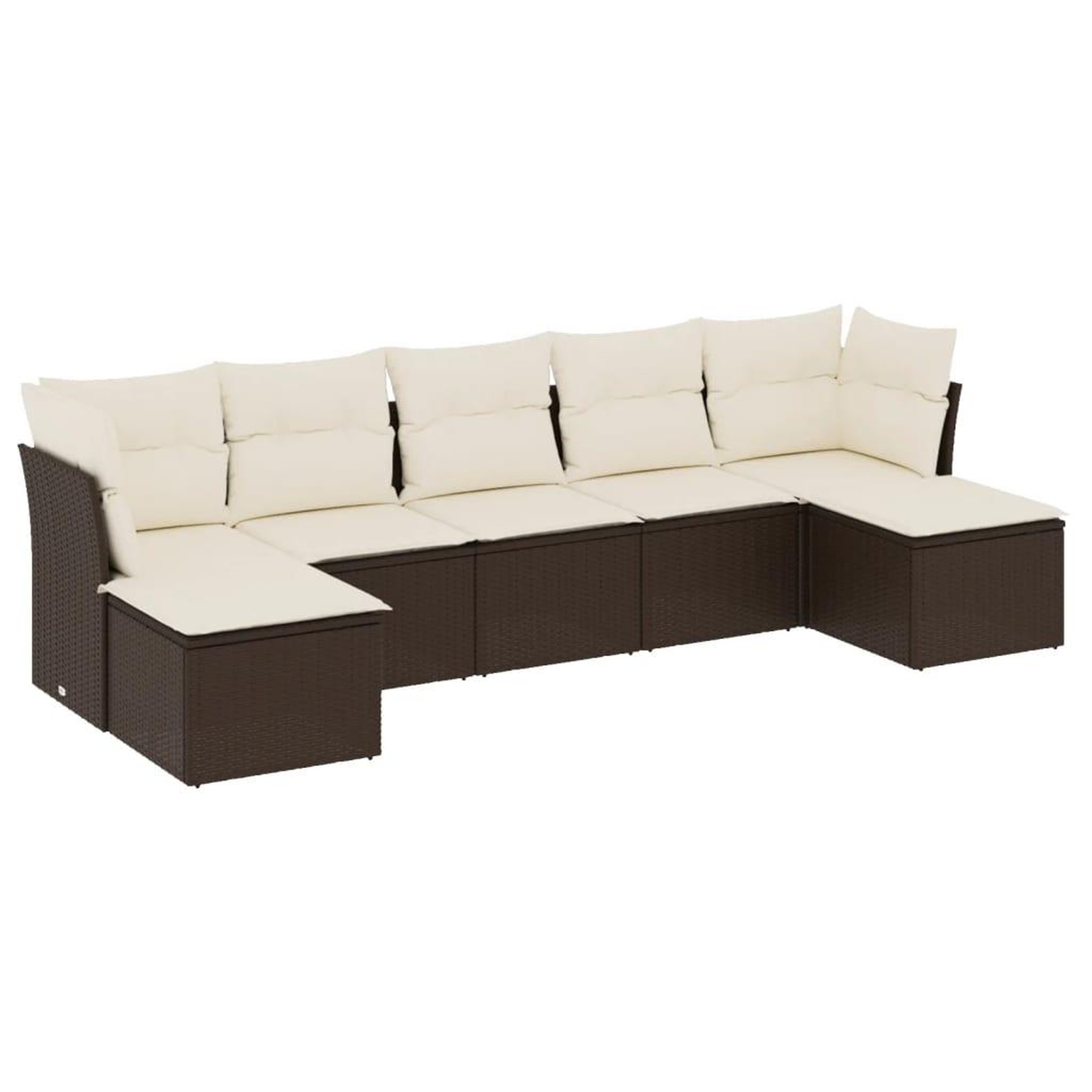 Voir la diapositive 2 : VIDAXL Salon de jardin avec coussins 7 pcs marron resine tressee