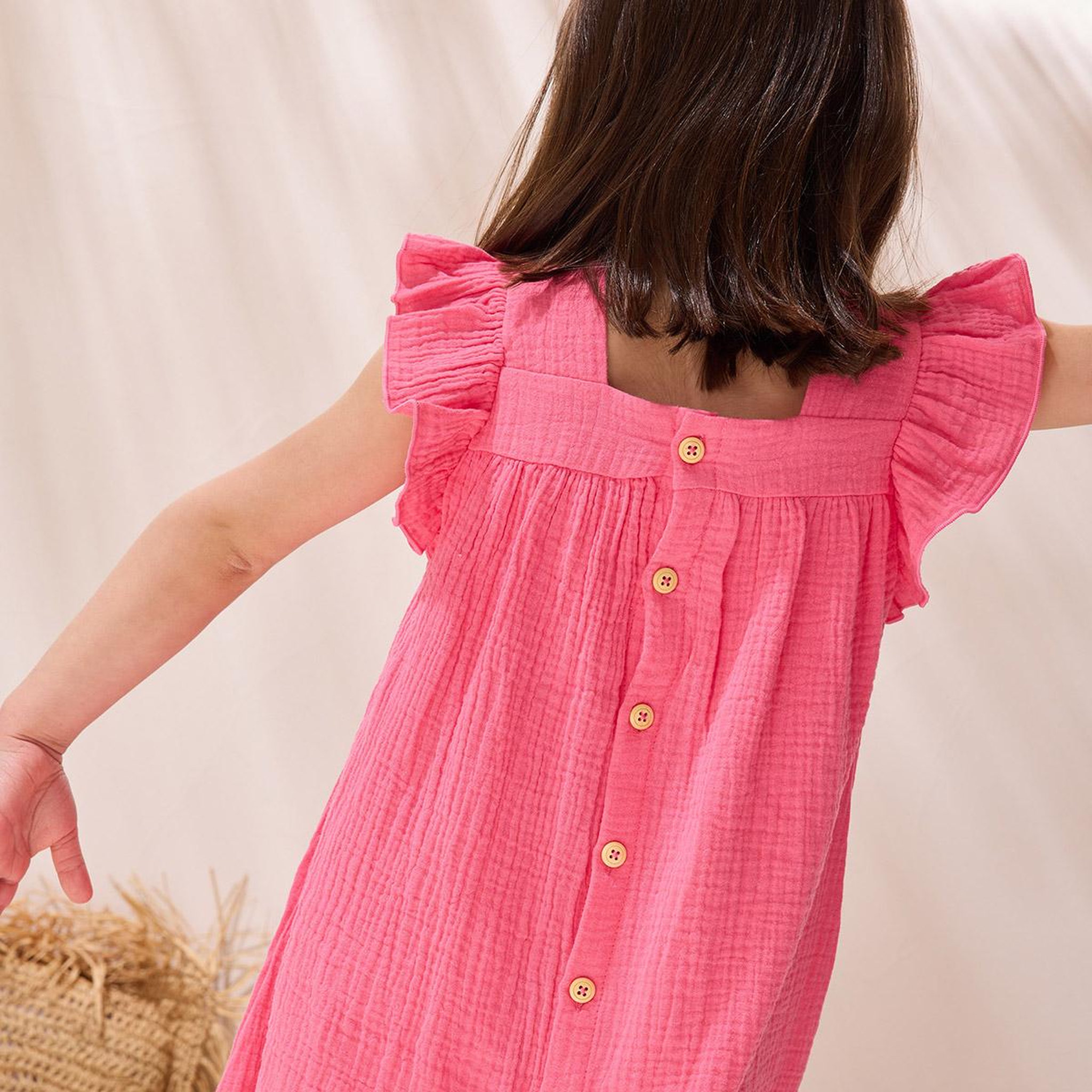 Voir la diapositive 4 : Petit Béguin Robe enfant en gaze de coton bahamas