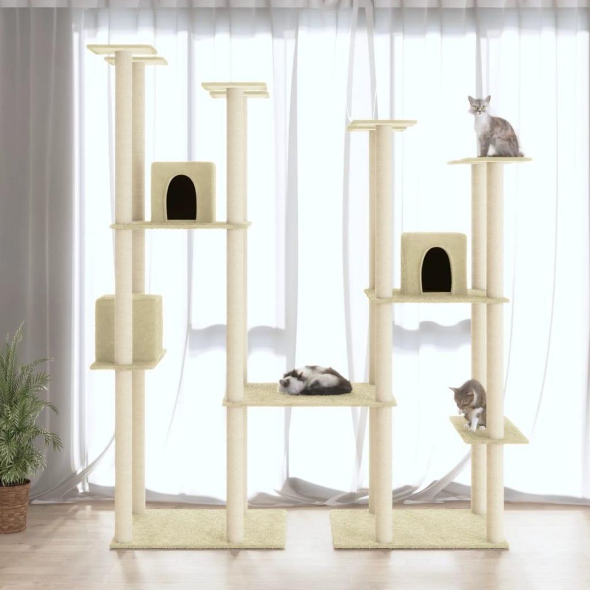 VIDAXL Arbre a chat avec griffoirs en sisal Creme 174 cm