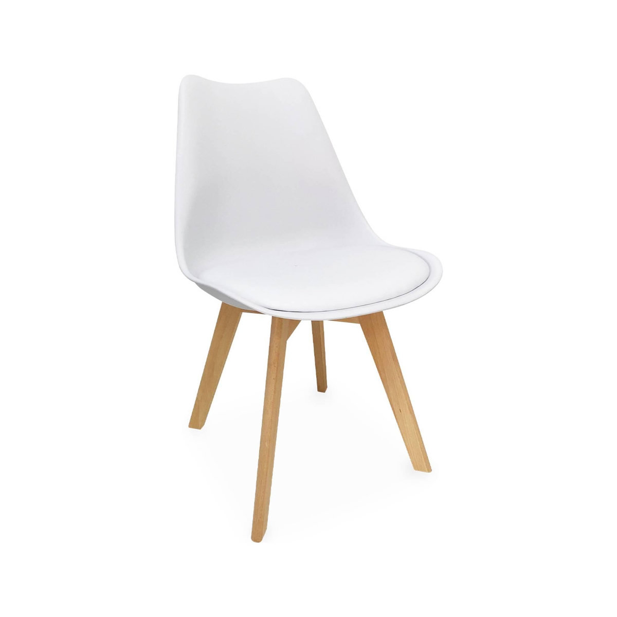 SWEEEK Lot de 4 chaises scandinaves. pieds bois de hêtre. chaises 1 place. blancs