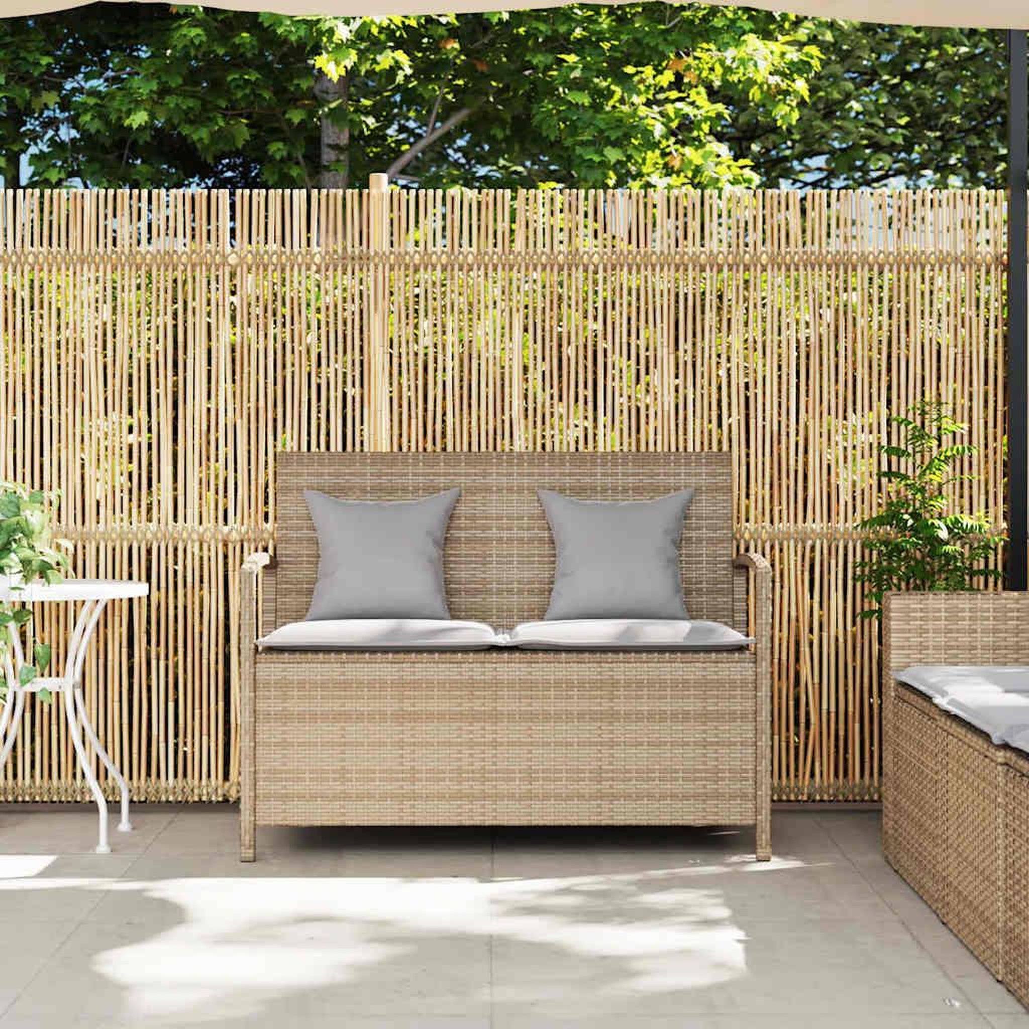 Voir la diapositive 3 : VIDAXL Banc de rangement de jardin avec coussin beige resine tressee