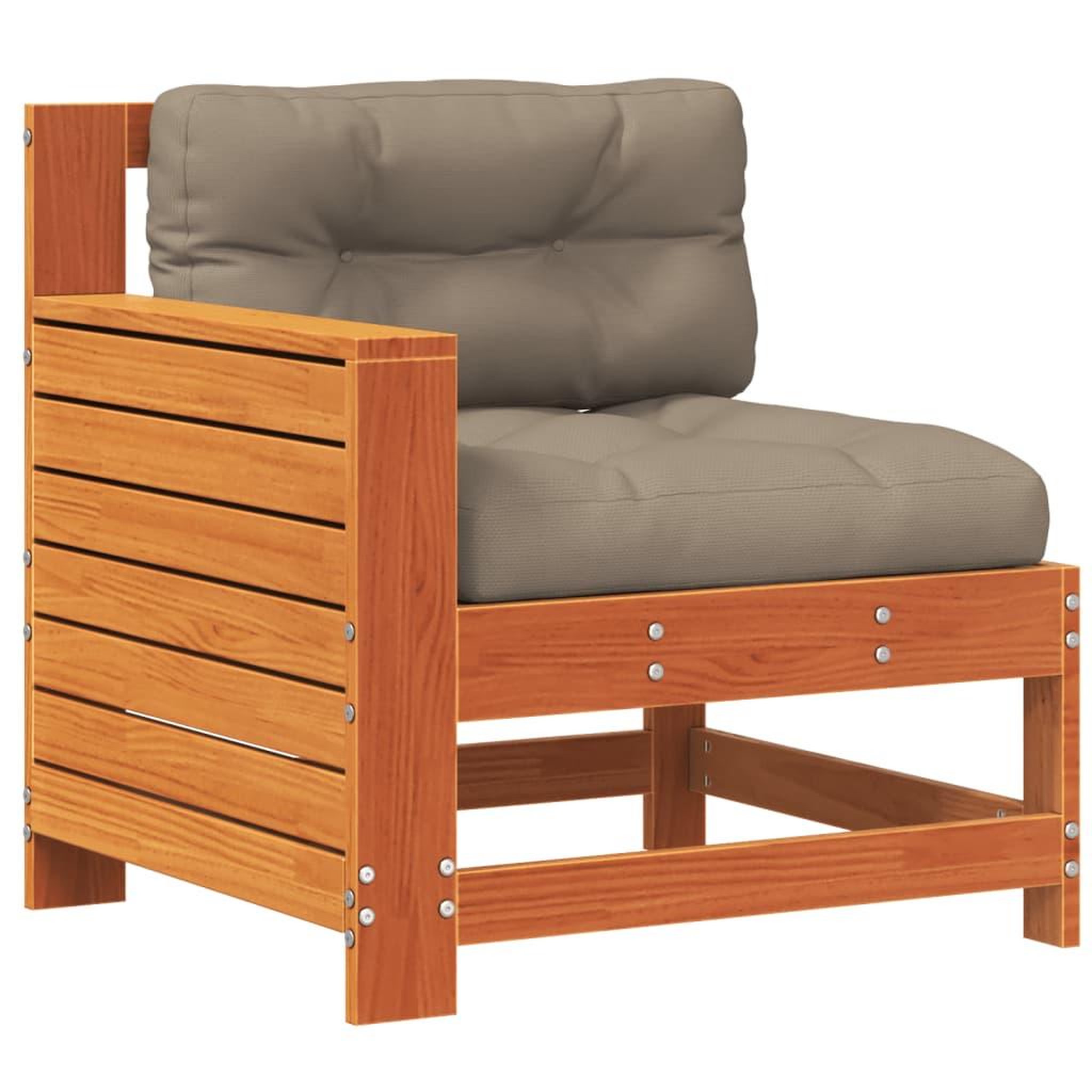 Voir la diapositive 2 : VIDAXL Canape de jardin accoudoir coussins cire marron bois pin massif