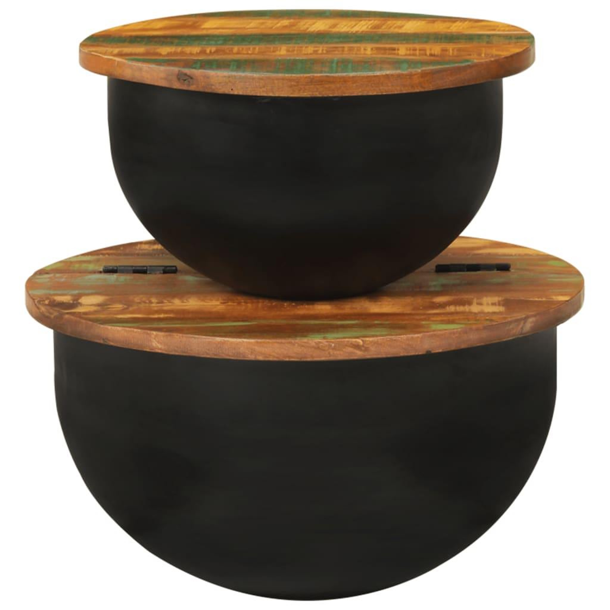 Voir la diapositive 5 : VIDAXL Ensemble de tables basses 2 pcs noir bois recuperation massif