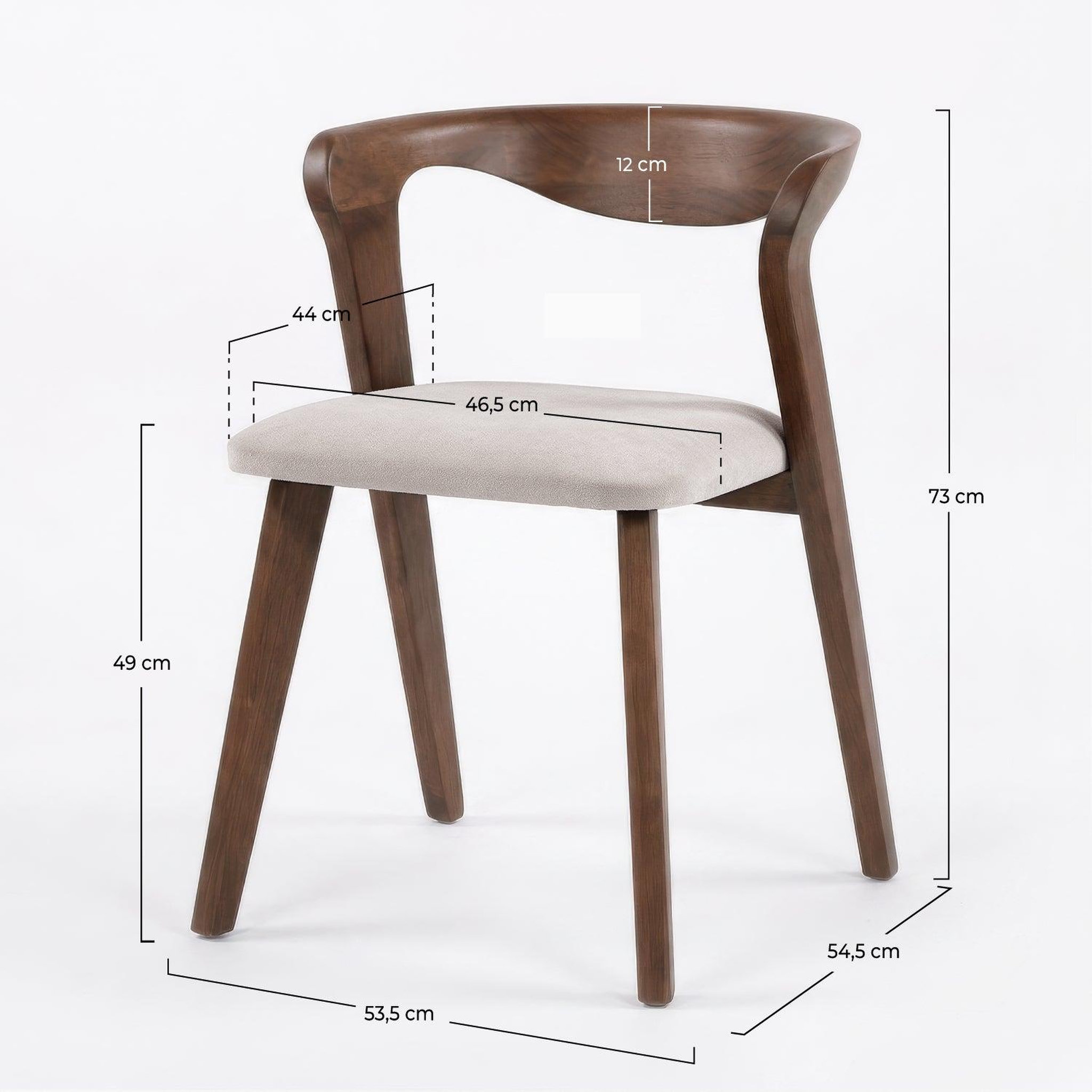 Voir la diapositive 4 : MAISON PAVANE Chaise en bois d'hévéa marron et tissu beige-vega