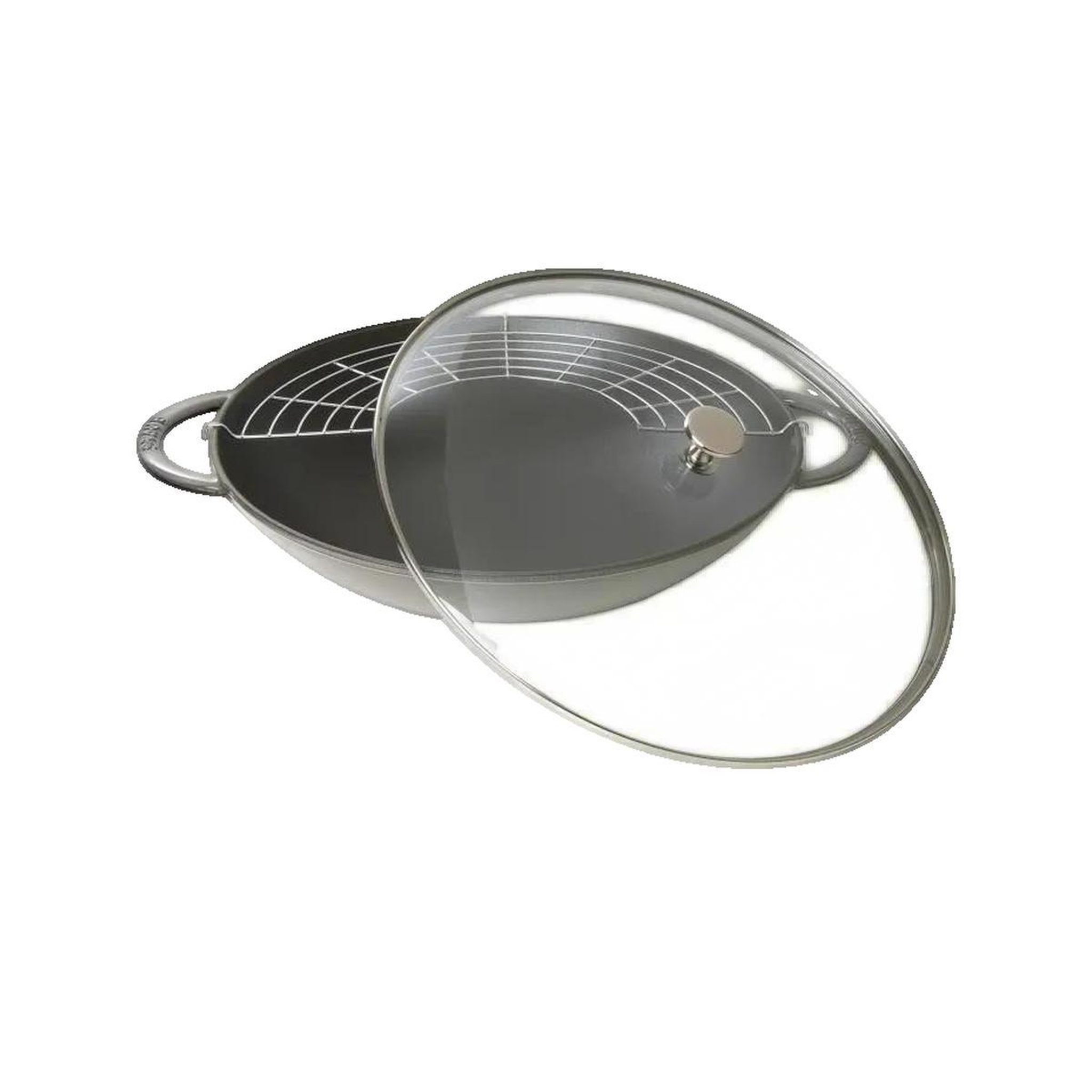 Staub Wok Staub en fonte émaillée 5,7 litres gris graphite 37 cm