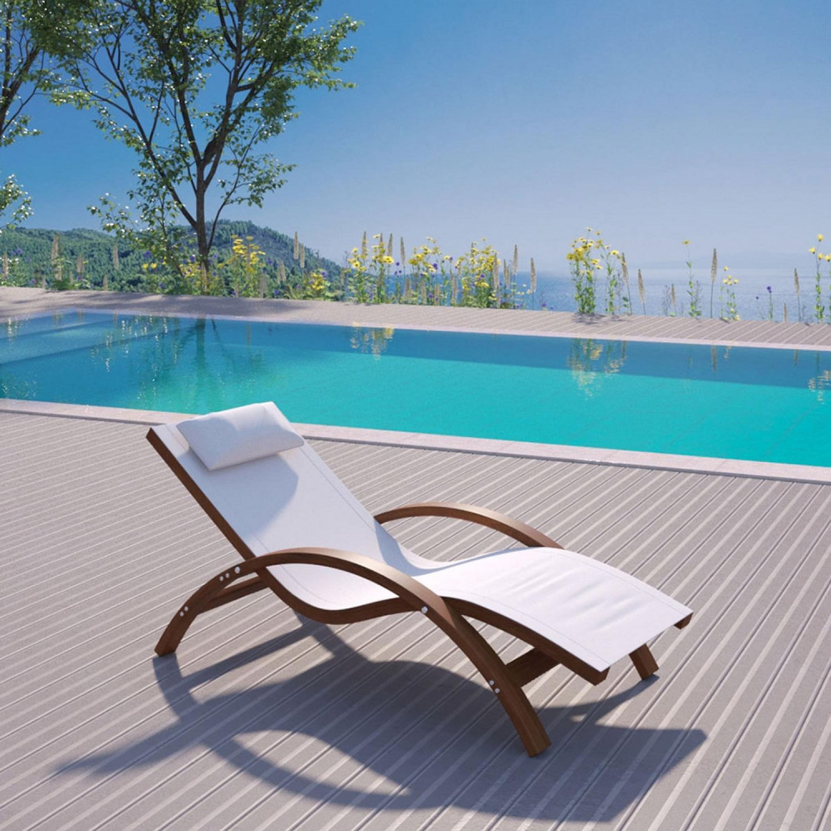 CONCEPT USINE Transat en bois beige HAVANA