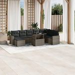 VIDAXL Salon de jardin 9 pcs avec coussins gris resine tressee
