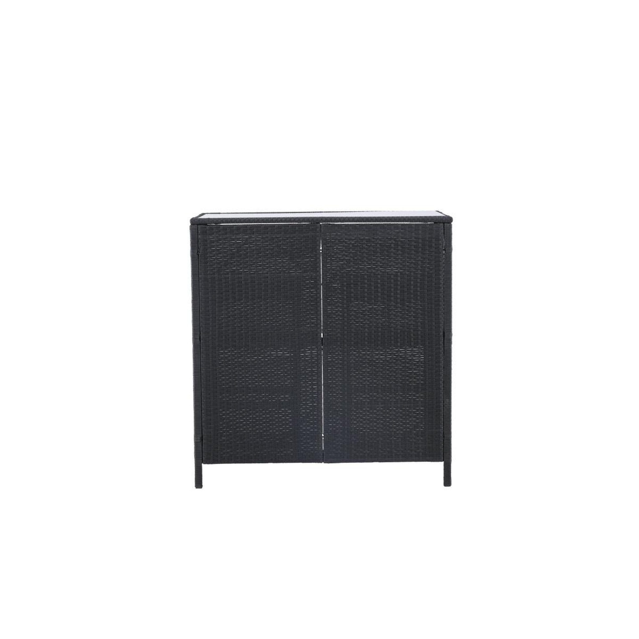 Voir la diapositive 6 : Paris Prix Ensemble Table de Bar de Jardin & 2 Tabourets  Knock  105cm Noir