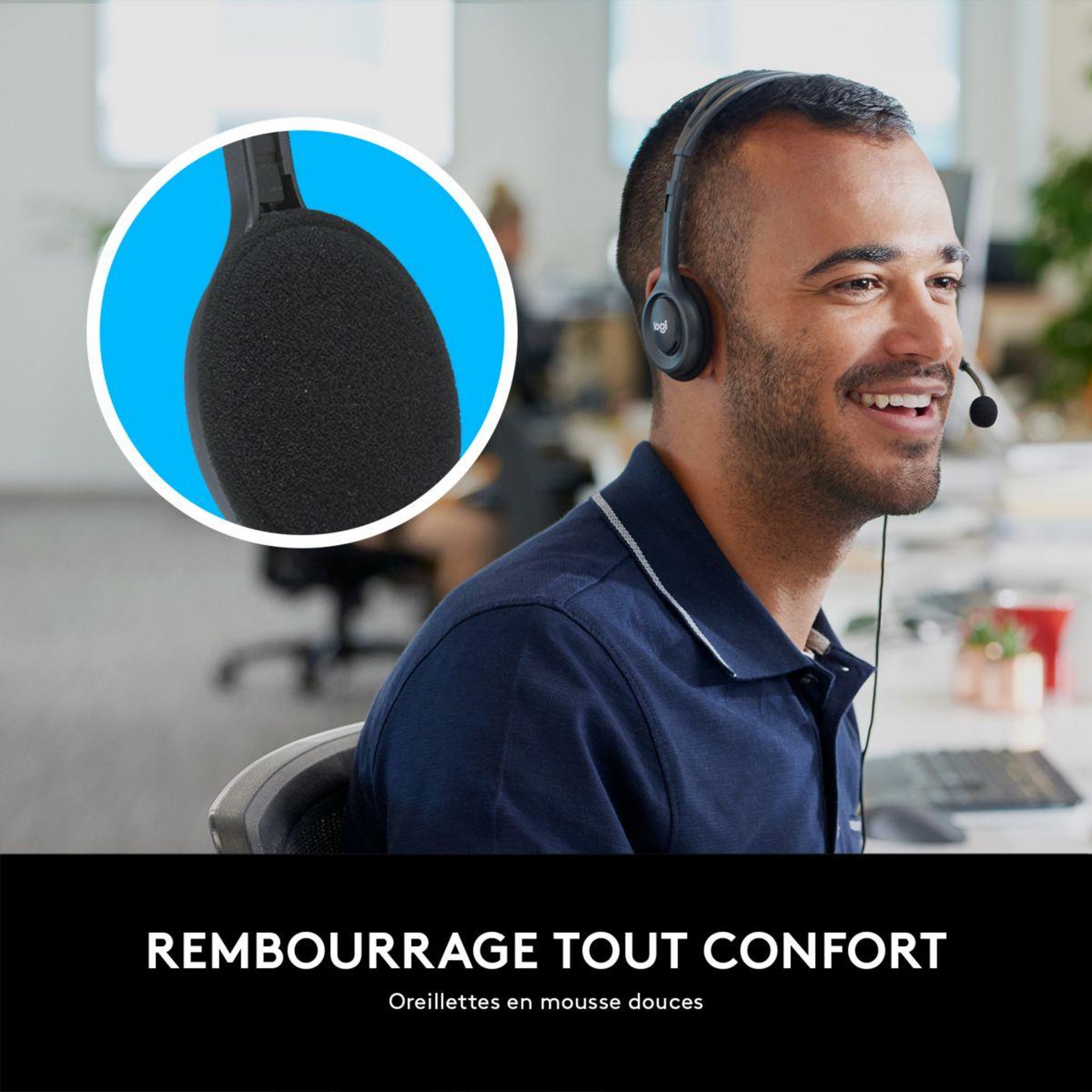 Voir la diapositive 3 : Logitech Logitech h111 casque avec fil arceau bureau/centre d'appels gris