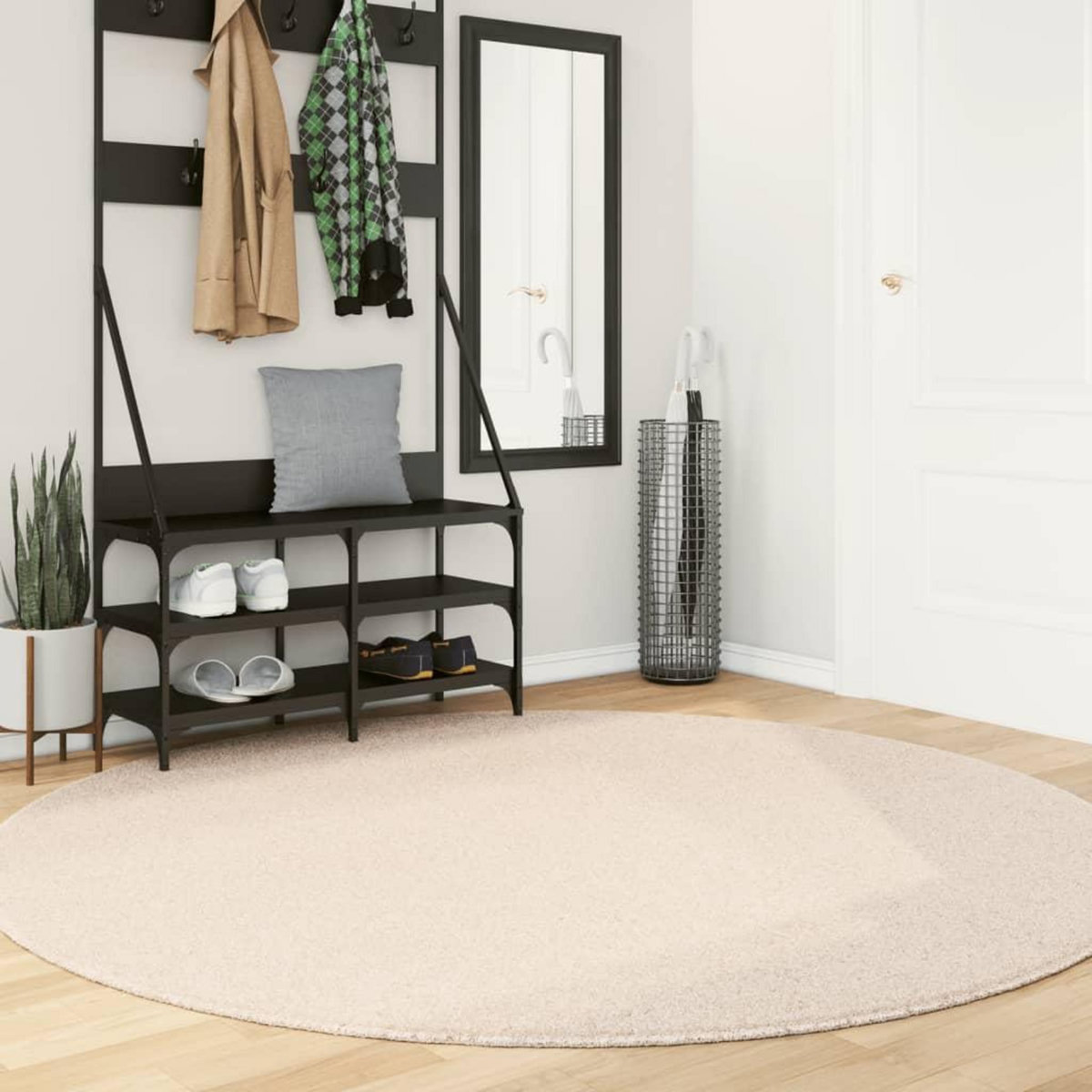 VIDAXL Tapis HUARTE a poils courts doux et lavable beige Ø 200 cm