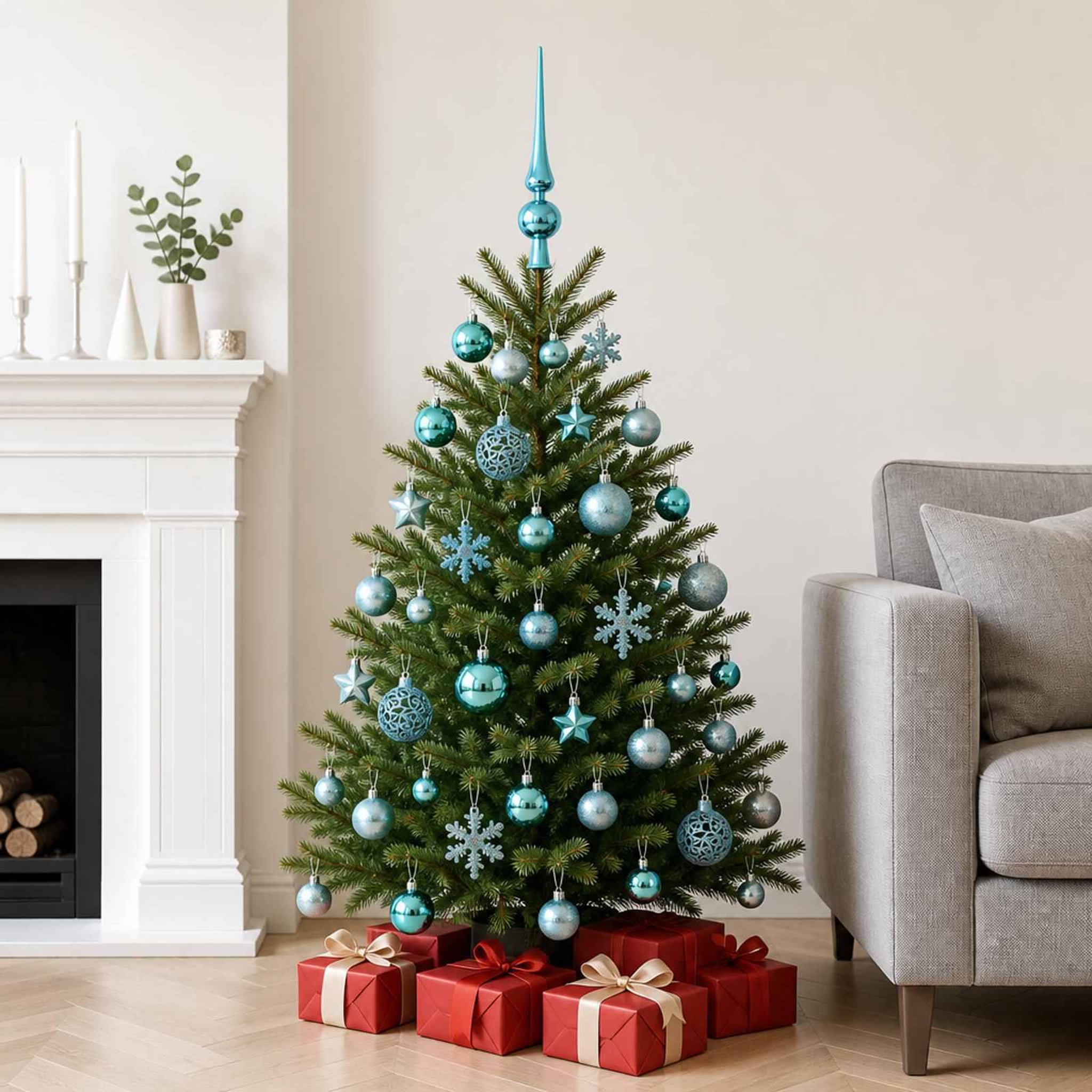 Voir la diapositive 2 : VIDAXL Ensemble de boules de Noël 111 pc Turquoise Diam. 6 cm