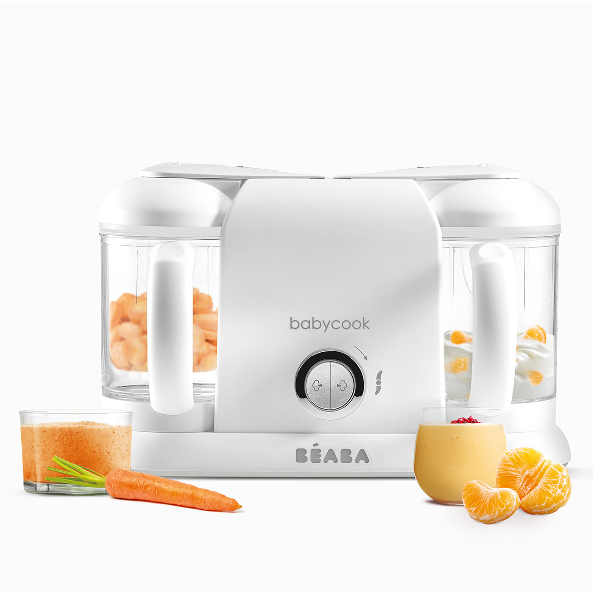 Voir la diapositive 3 : BEABA Cuiseur vapeur-mixeur 2 bols Babycook Plus Blanc/gris