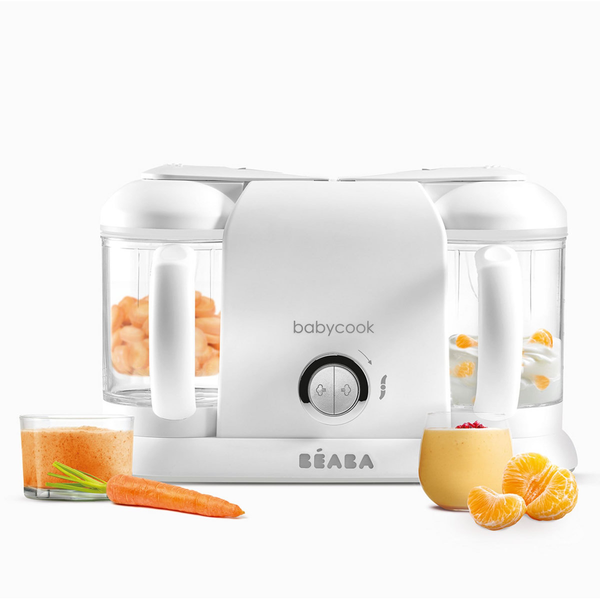 BEABA Cuiseur vapeur-mixeur 2 bols Babycook Plus Blanc/gris