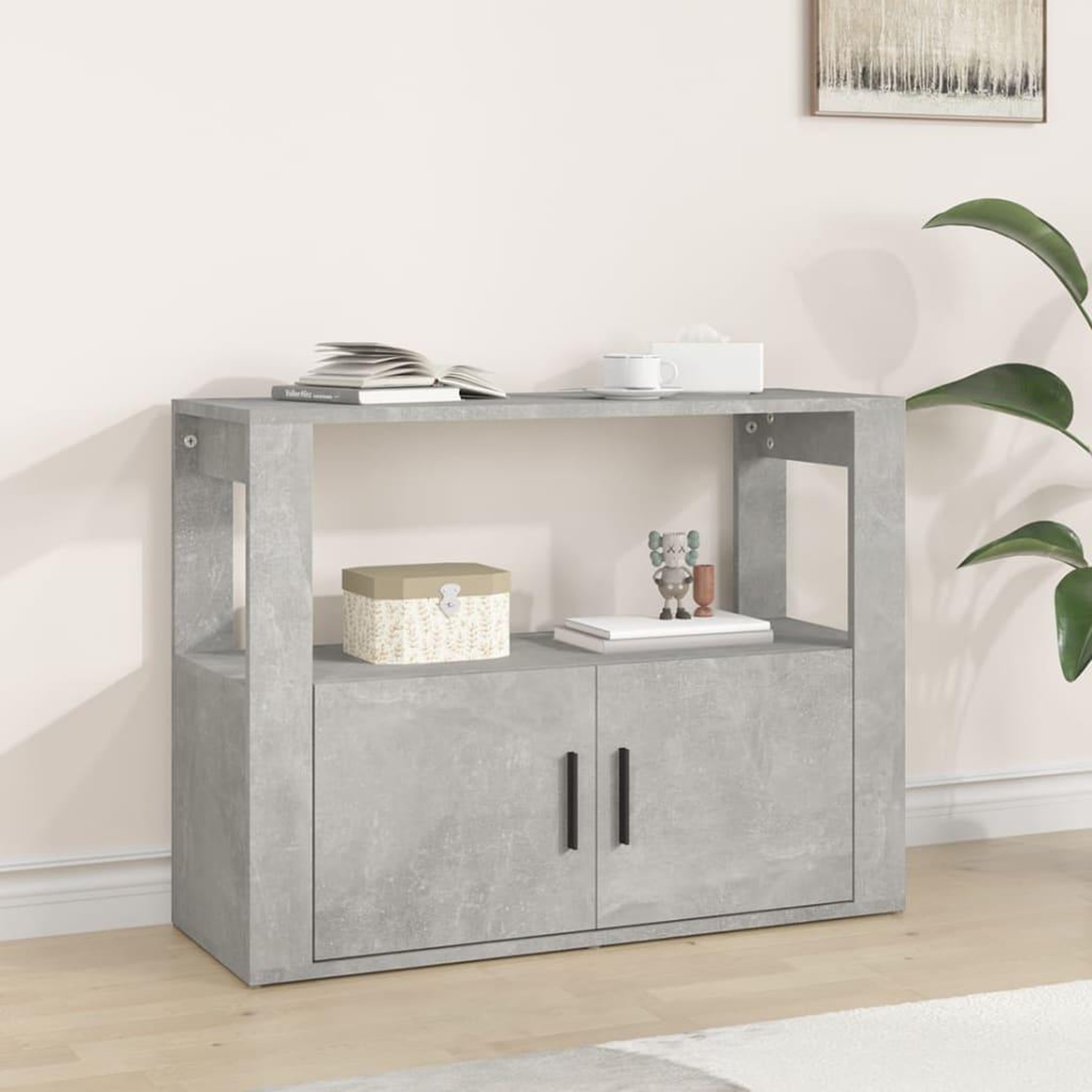 Voir la diapositive 1 : VIDAXL Buffet Gris beton 80x30x60 cm Bois d'ingenierie
