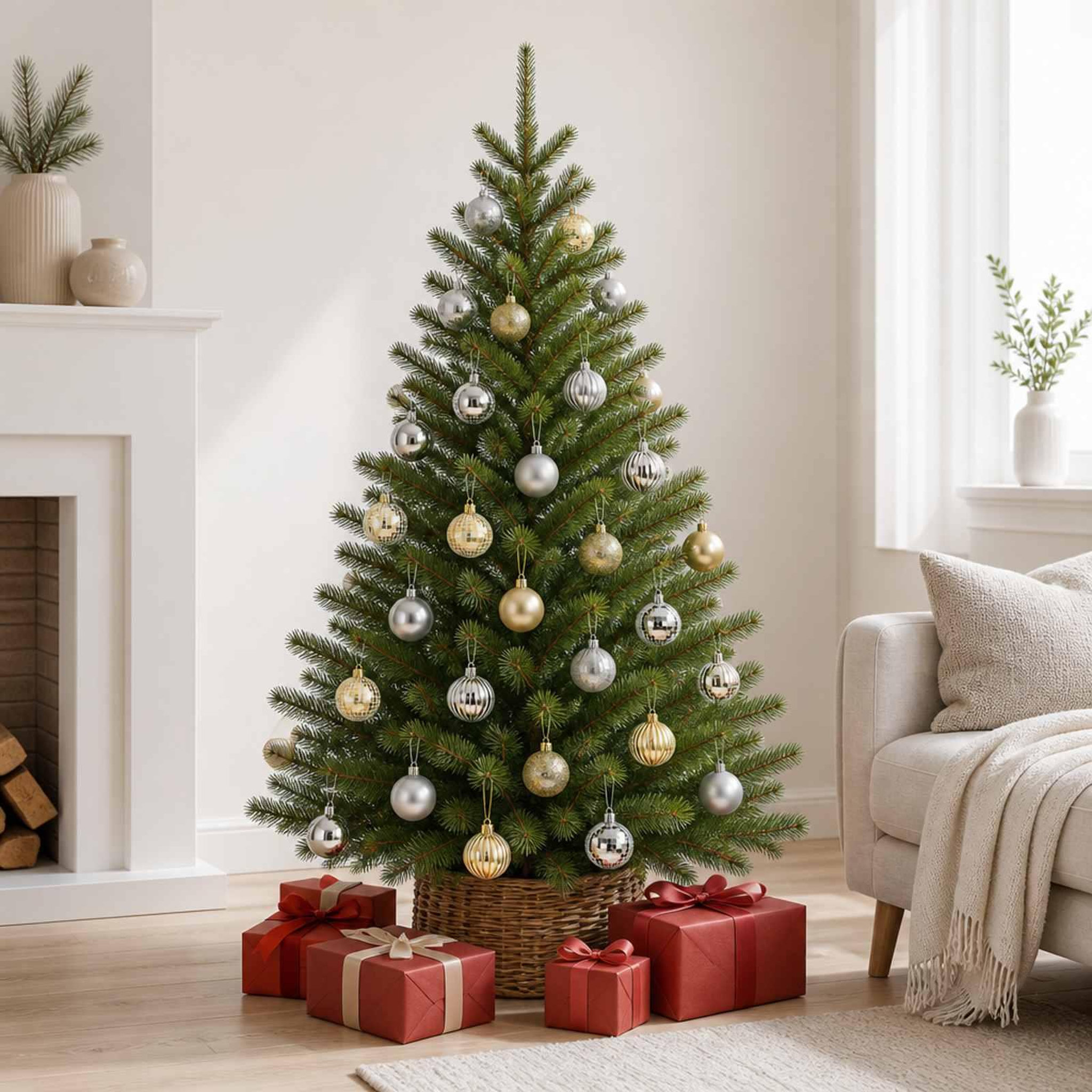 Voir la diapositive 2 : VIDAXL Ensemble de boules de Noël 100 pc Argente et dore 4 cm