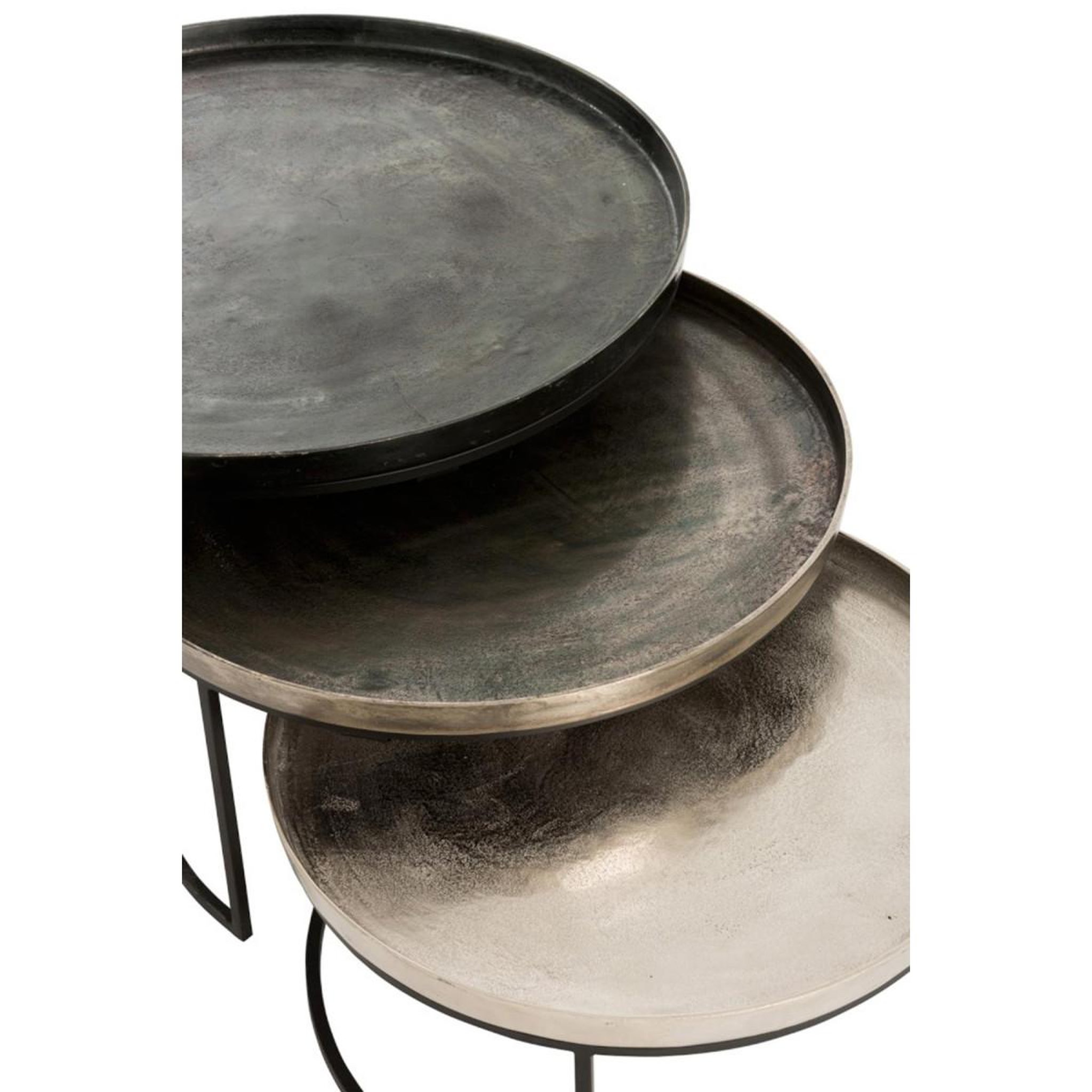 Voir la diapositive 2 : J-LINE Lot de 3 tables gigognes  gold  80cm noir