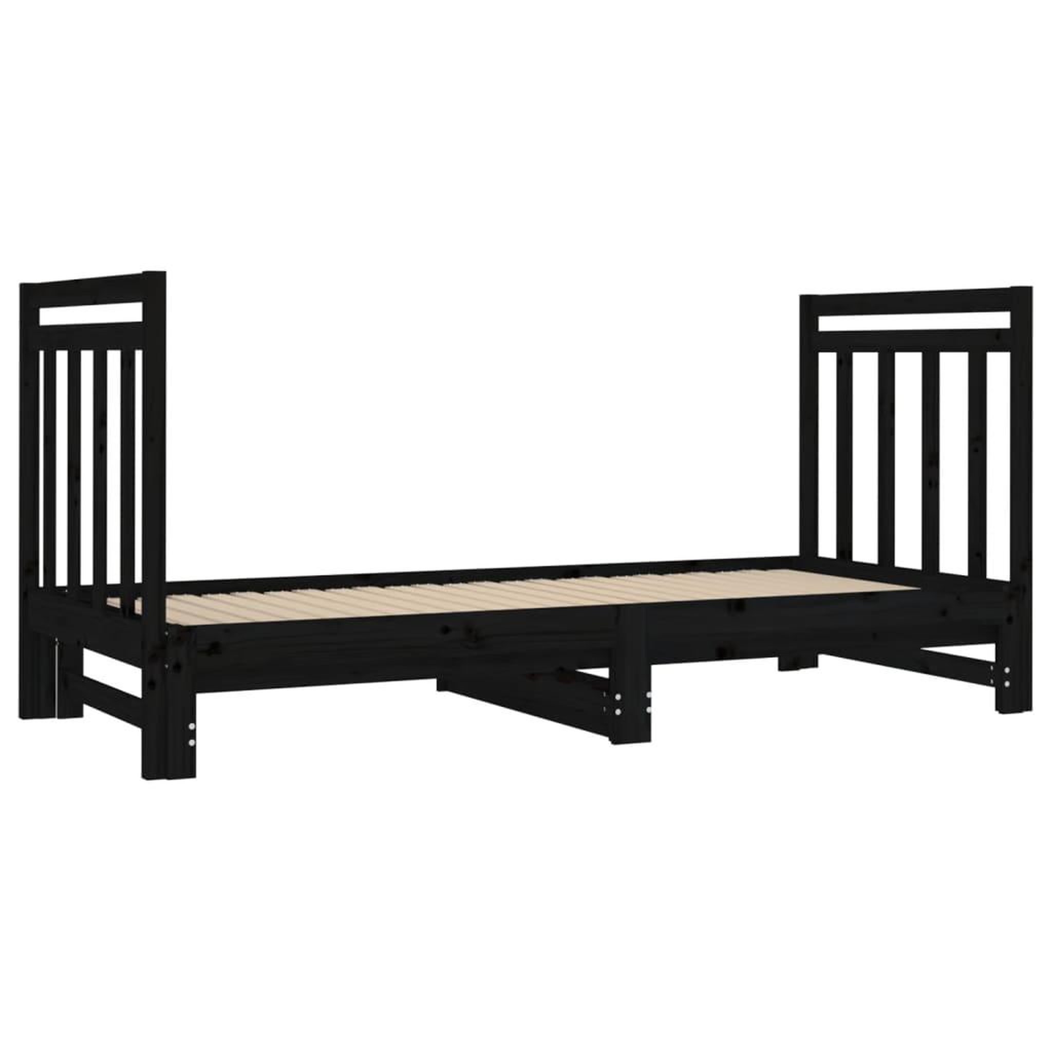 Voir la diapositive 4 : VIDAXL Lit coulissant sans matelas noir 2x(90x190) cm