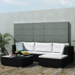 VIDAXL Salon de jardin 5 pcs avec coussins resine tressee noir