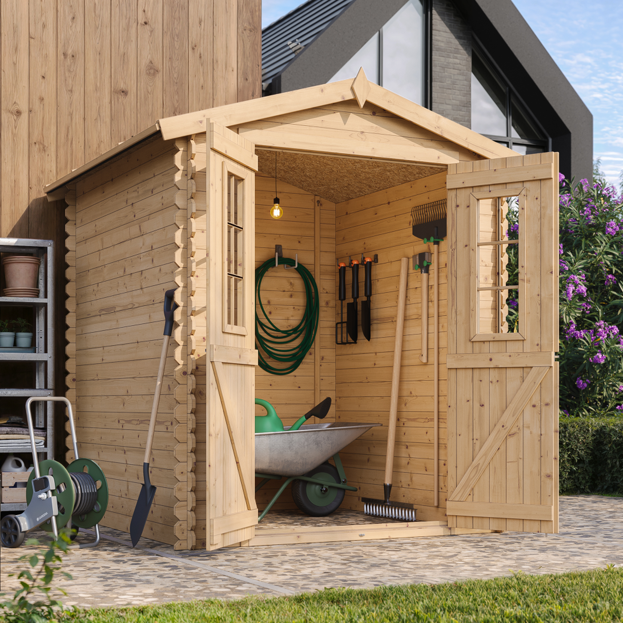 Voir la diapositive 6 : TIMBELA Abri de Jardin en Bois 2.82 m² Cabanon Jardin Exterieur à Outils avec Fenêtres M320C