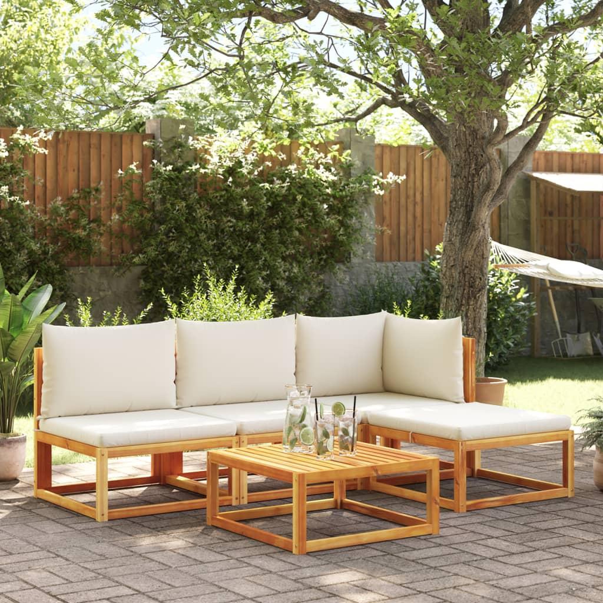 Voir la diapositive 3 : VIDAXL Canape de jardin sans accoudoirs coussins bois massif d'acacia