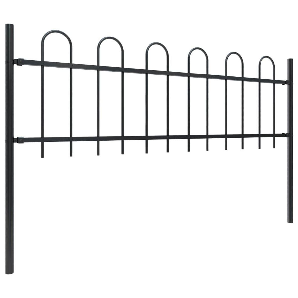 VIDAXL Cloture de jardin avec dessus en cerceau Acier 17 x 0,6 m Noir