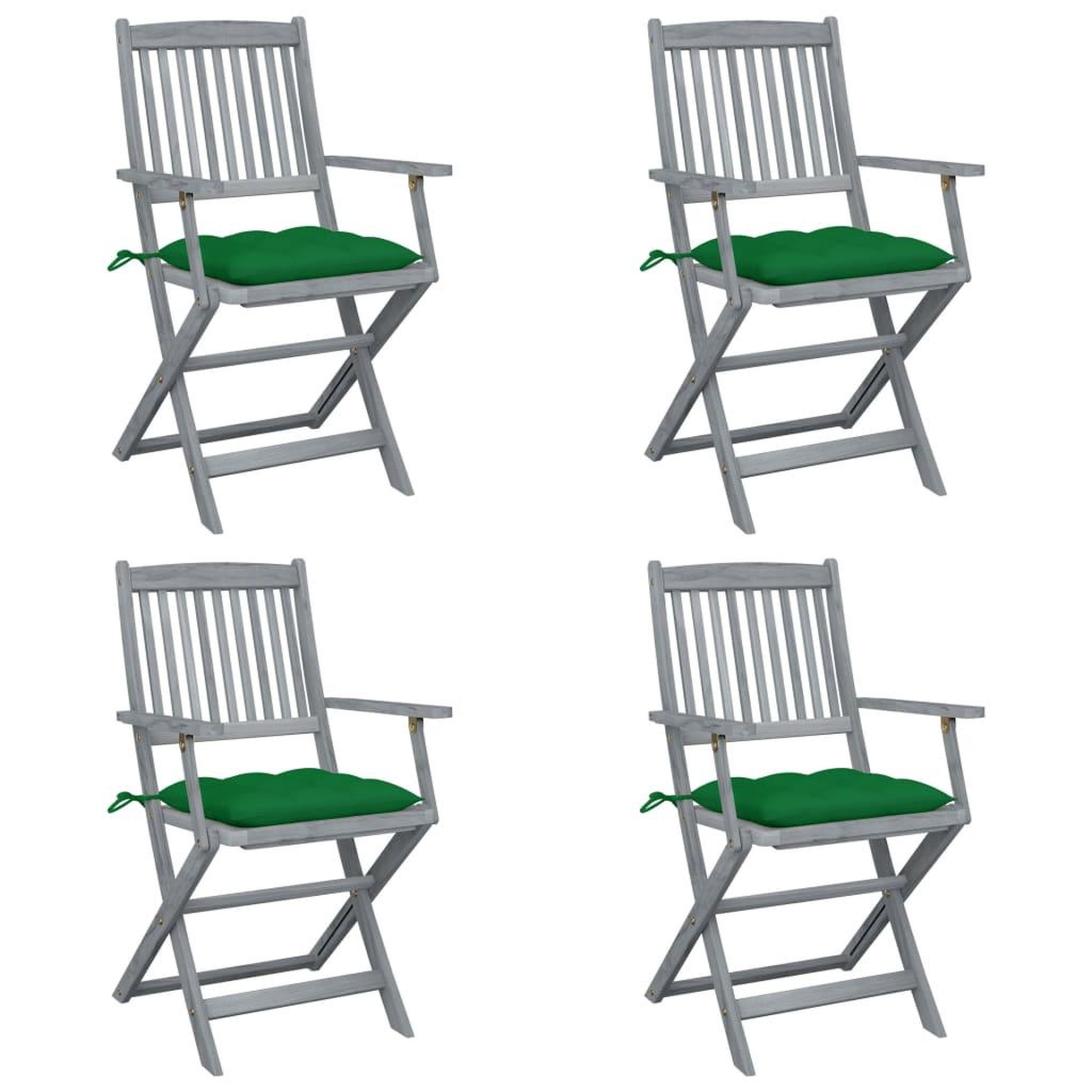 Voir la diapositive 1 : VIDAXL Chaises pliables d'exterieur lot de 4 et coussins Bois d'acacia