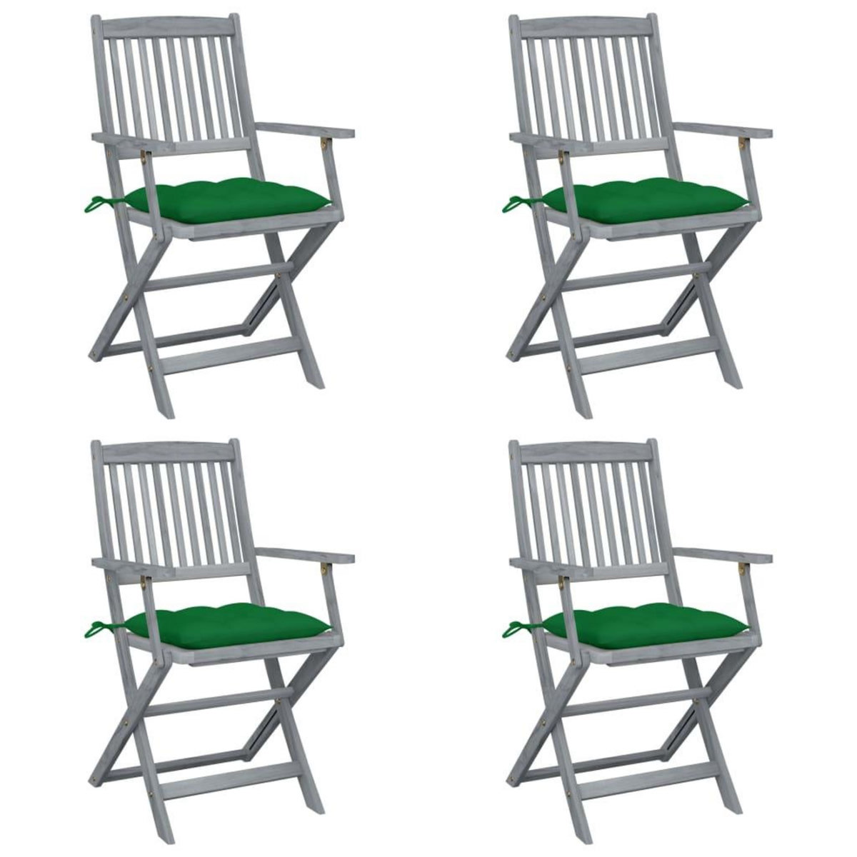 VIDAXL Chaises pliables d'exterieur lot de 4 et coussins Bois d'acacia