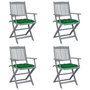 Voir la diapositive 1 : VIDAXL Chaises pliables d'exterieur lot de 4 et coussins Bois d'acacia