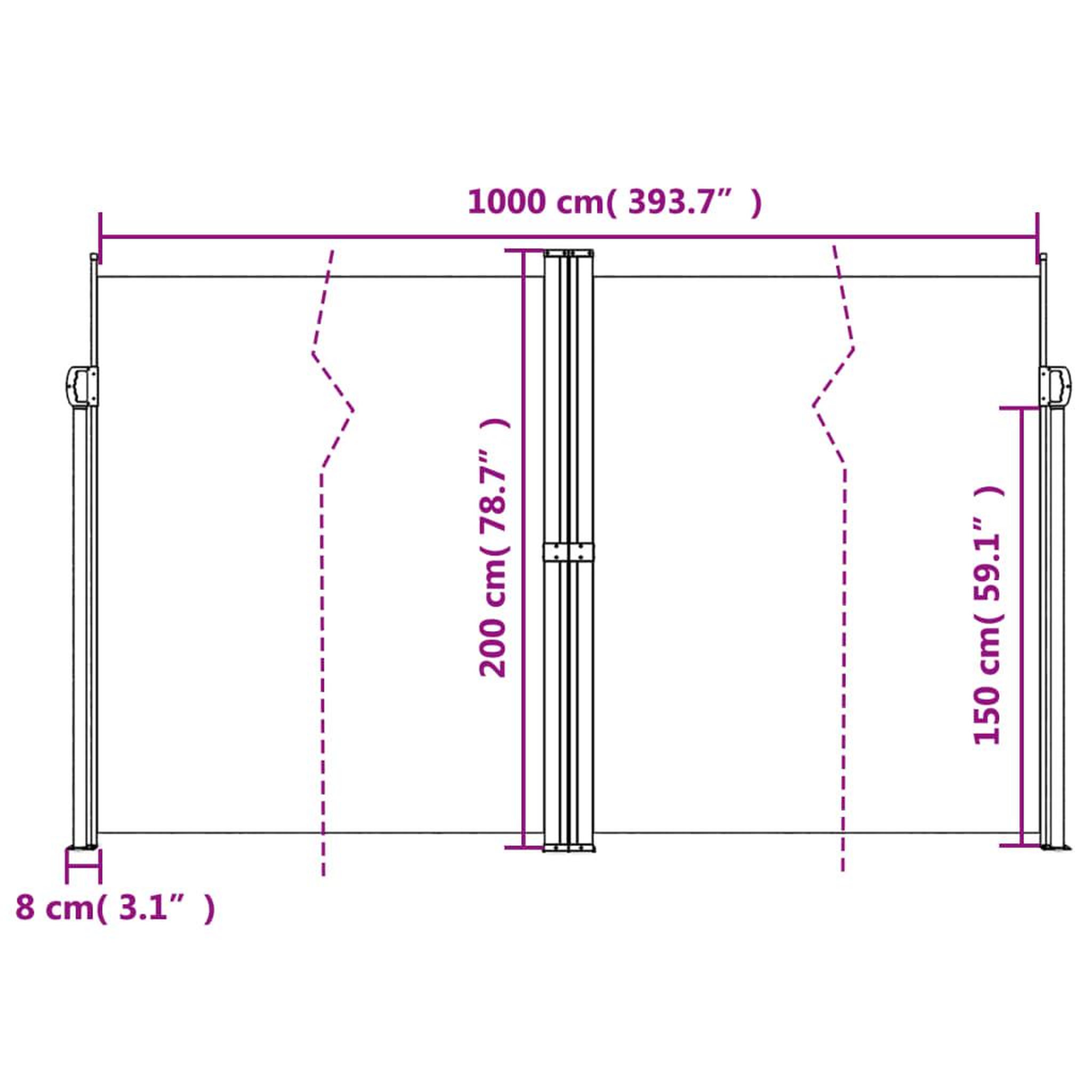 Voir la diapositive 6 : VIDAXL Auvent lateral retractable creme 200x1000 cm