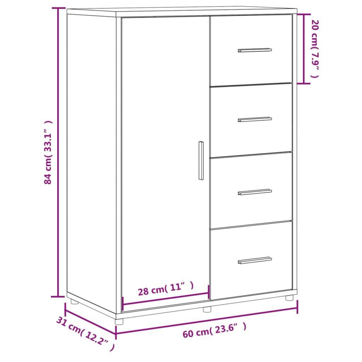 VIDAXL Buffets 2 pcs blanc 60x31x84 cm bois d'ingenierie