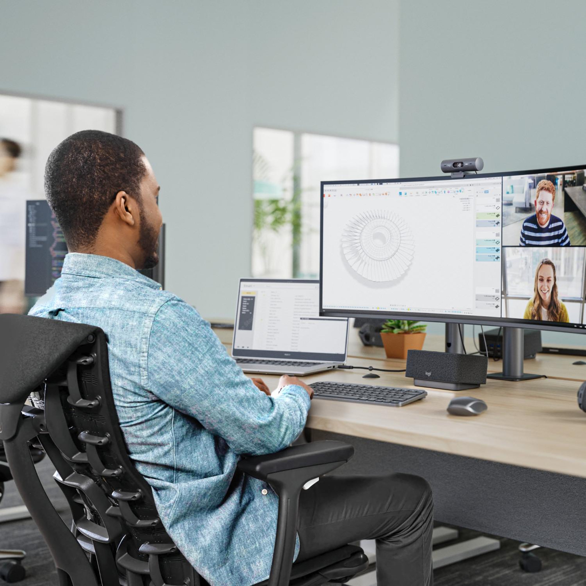 Voir la diapositive 3 : Logitech Logitech brio 505 webcam 4 mp 1920 x 1080 pixels usb noir