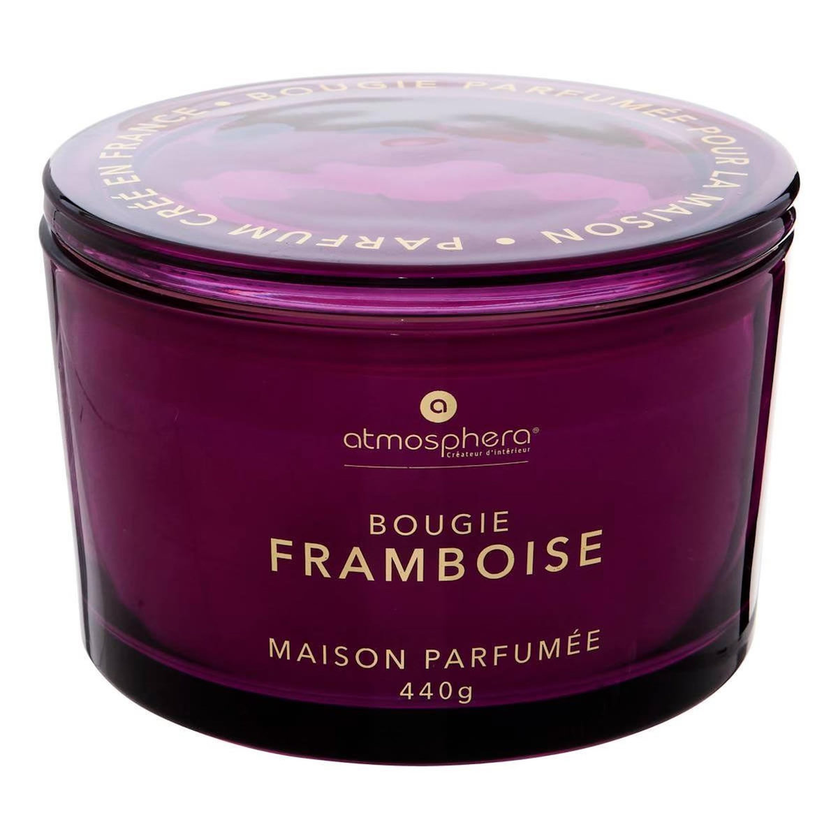 ATMOSPHERA Bougie Parfumée en Verre  Glowy  440g Framboise