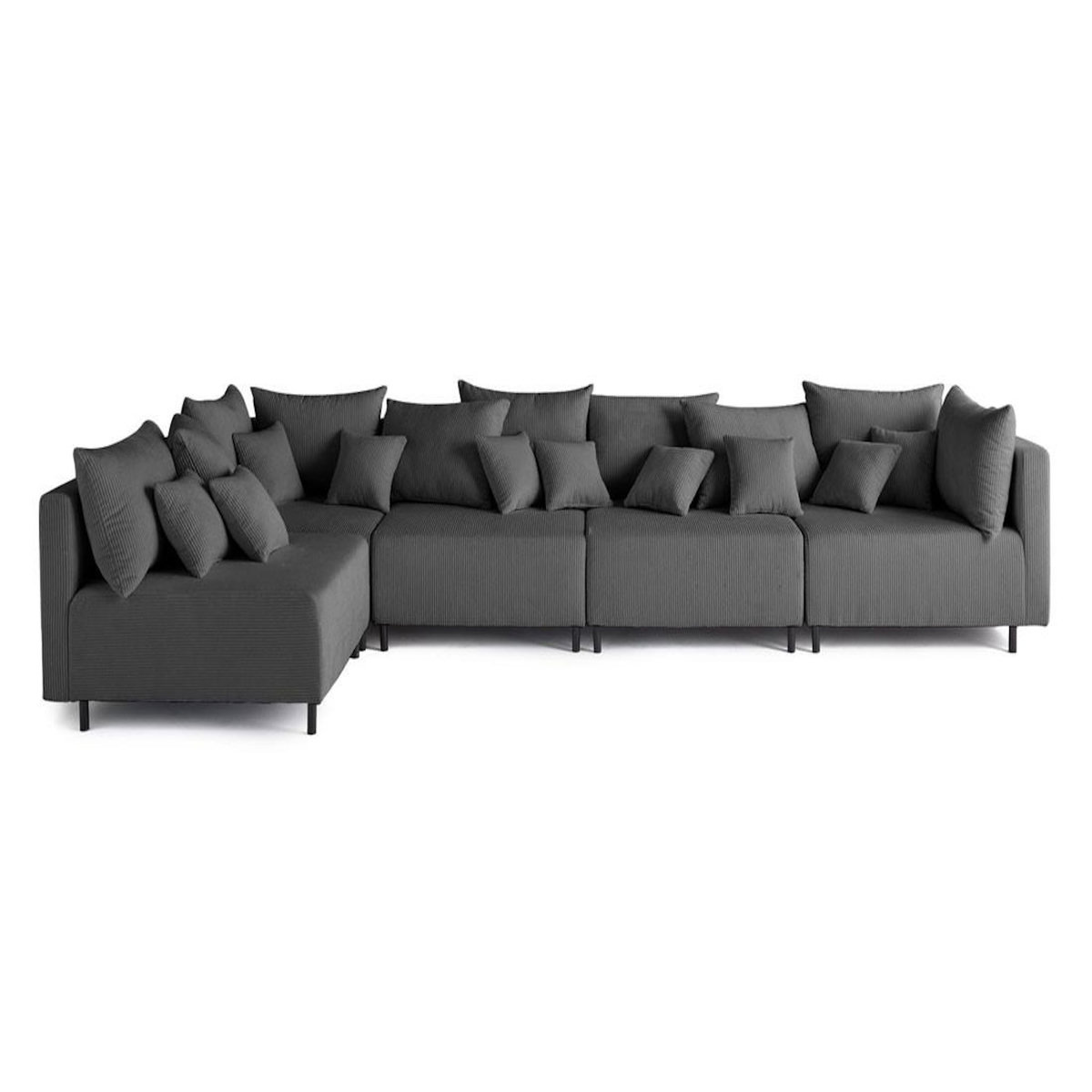 LISA DESIGN Edinburg - canapé modulable d'angle réversible 5 places - en velours côtelé