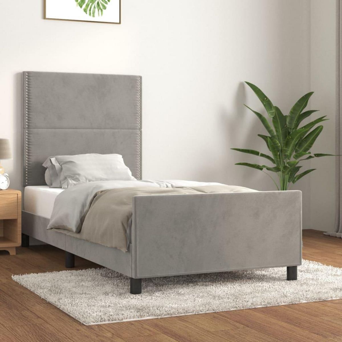 VIDAXL Cadre de lit sans matelas gris clair 90x190 cm velours