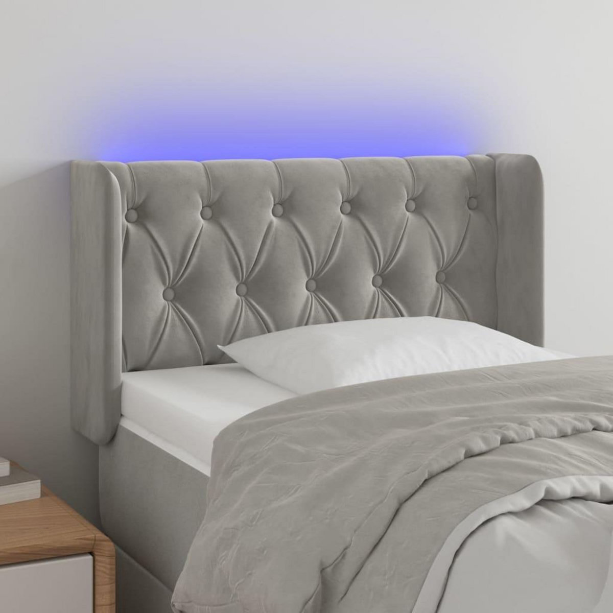 VIDAXL Tete de lit a LED Gris clair 83x16x78/88 cm Velours